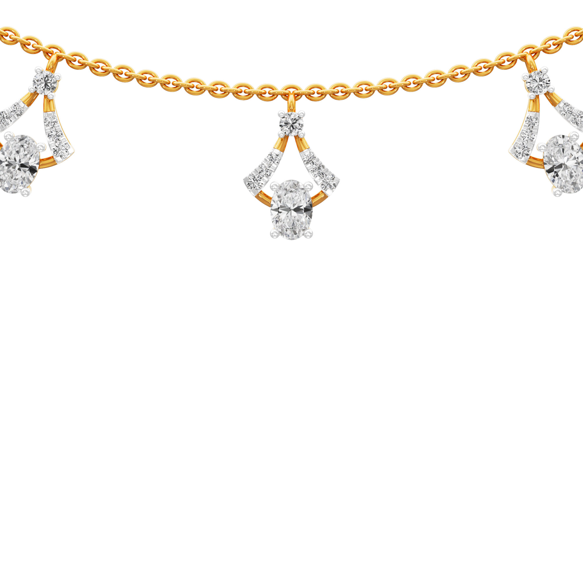 Sunray Charm Diamond Necklace in 18KT Yellow Gold (Diamond Quality:FG-VVS VS)