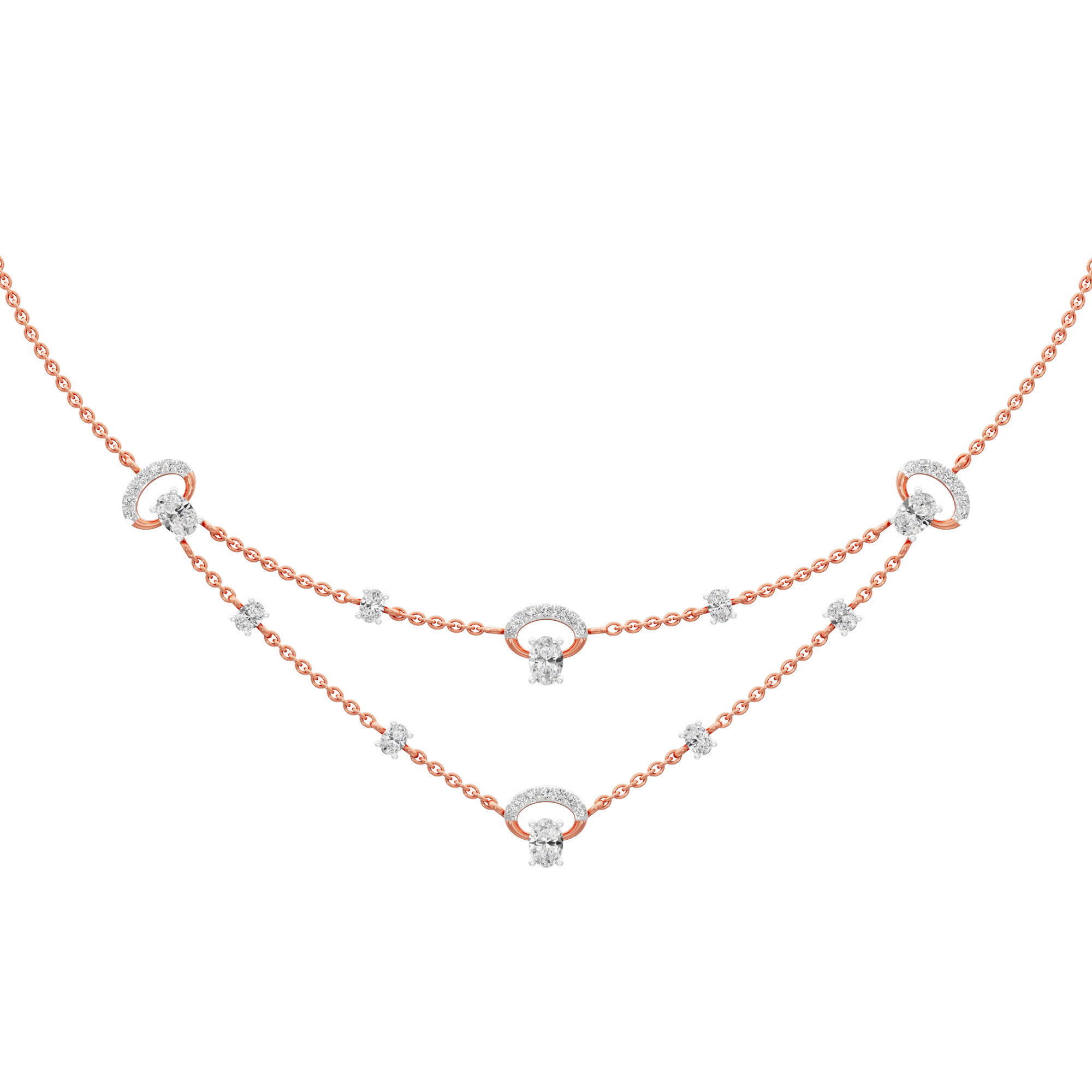 Crescent Glow Diamond Necklace in 14KT Rose Gold (Diamond Quality:FG-VVS VS)