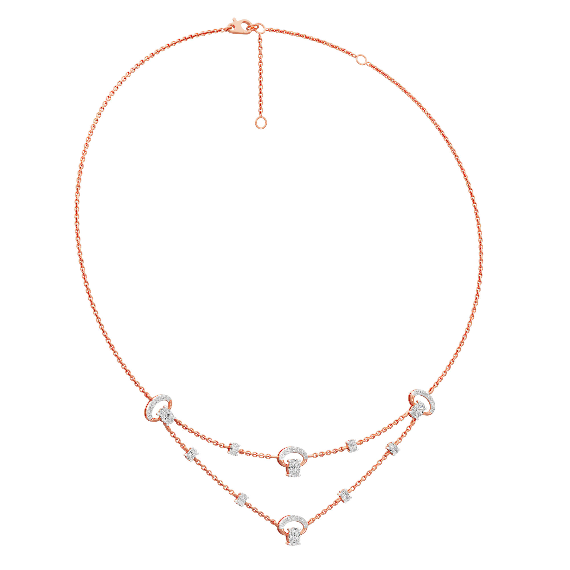 Crescent Glow Diamond Necklace in 14KT Rose Gold (Diamond Quality:FG-VVS VS)