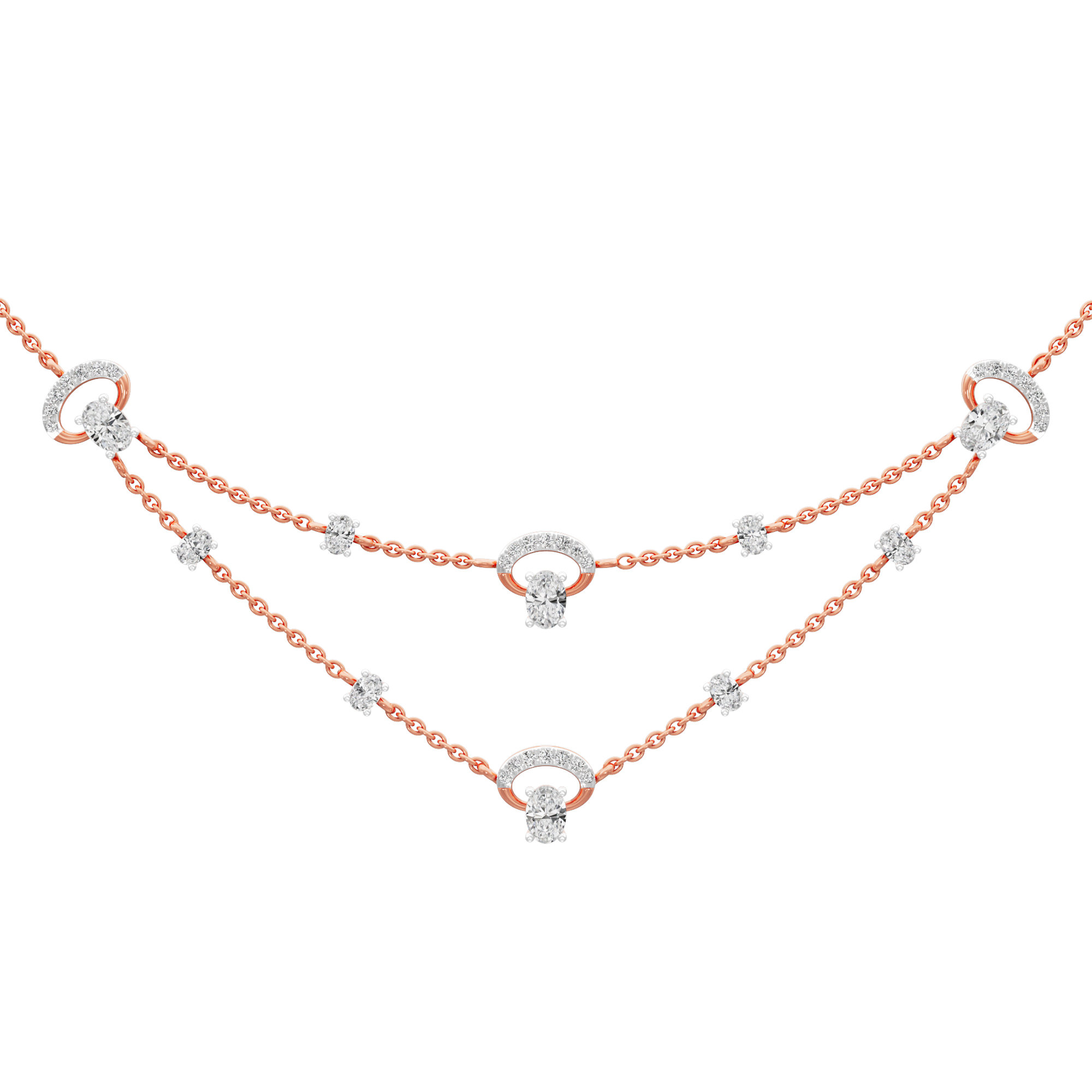 Crescent Glow Diamond Necklace in 14KT Rose Gold (Diamond Quality:FG-VVS VS)