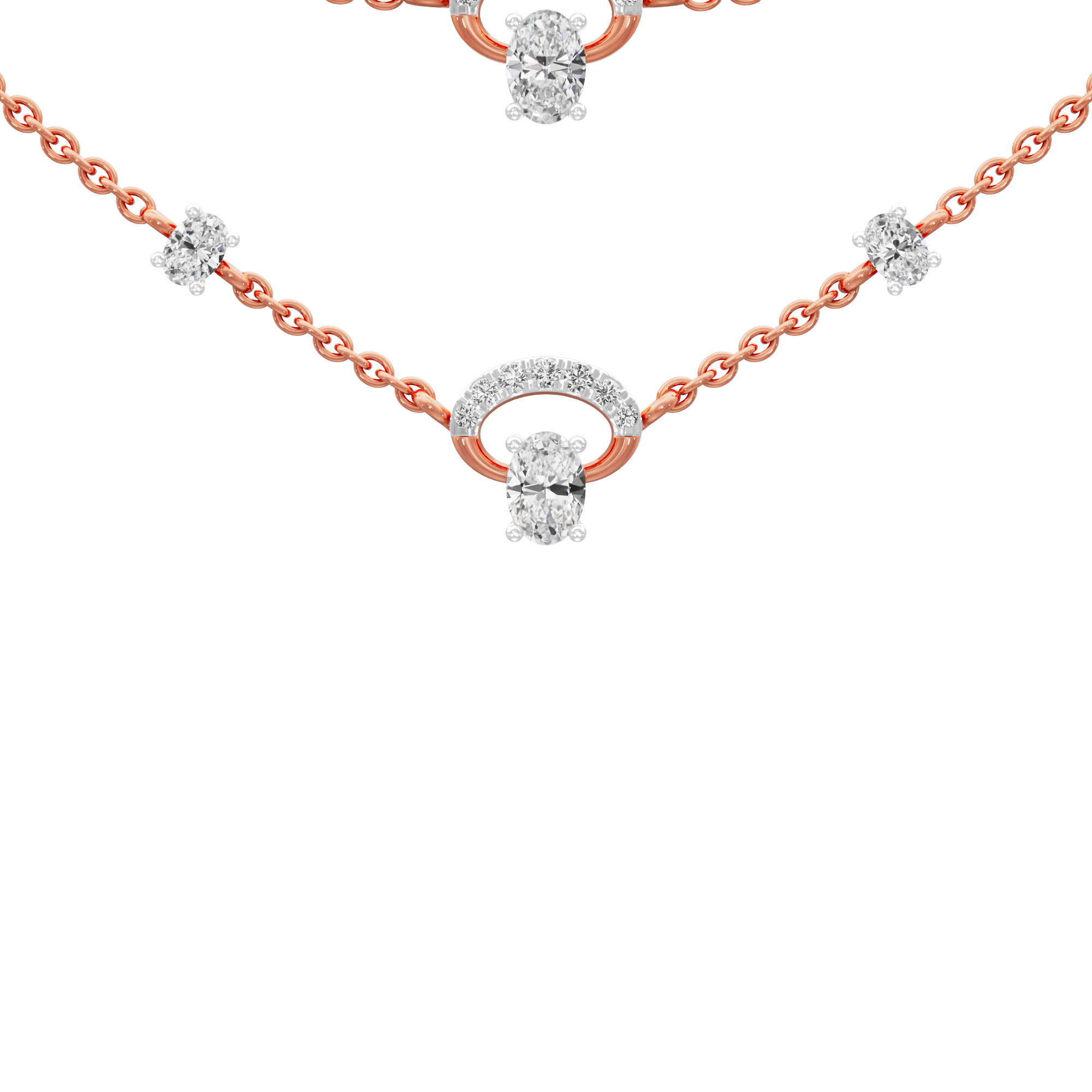 Crescent Glow Diamond Necklace in 14KT Rose Gold (Diamond Quality:FG-VVS VS)