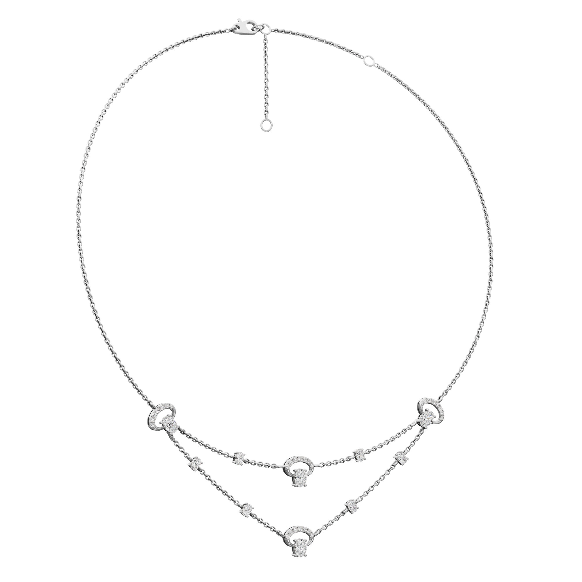 Crescent Glow Diamond Necklace in 18KT White Gold (Diamond Quality:FG-VVS VS)