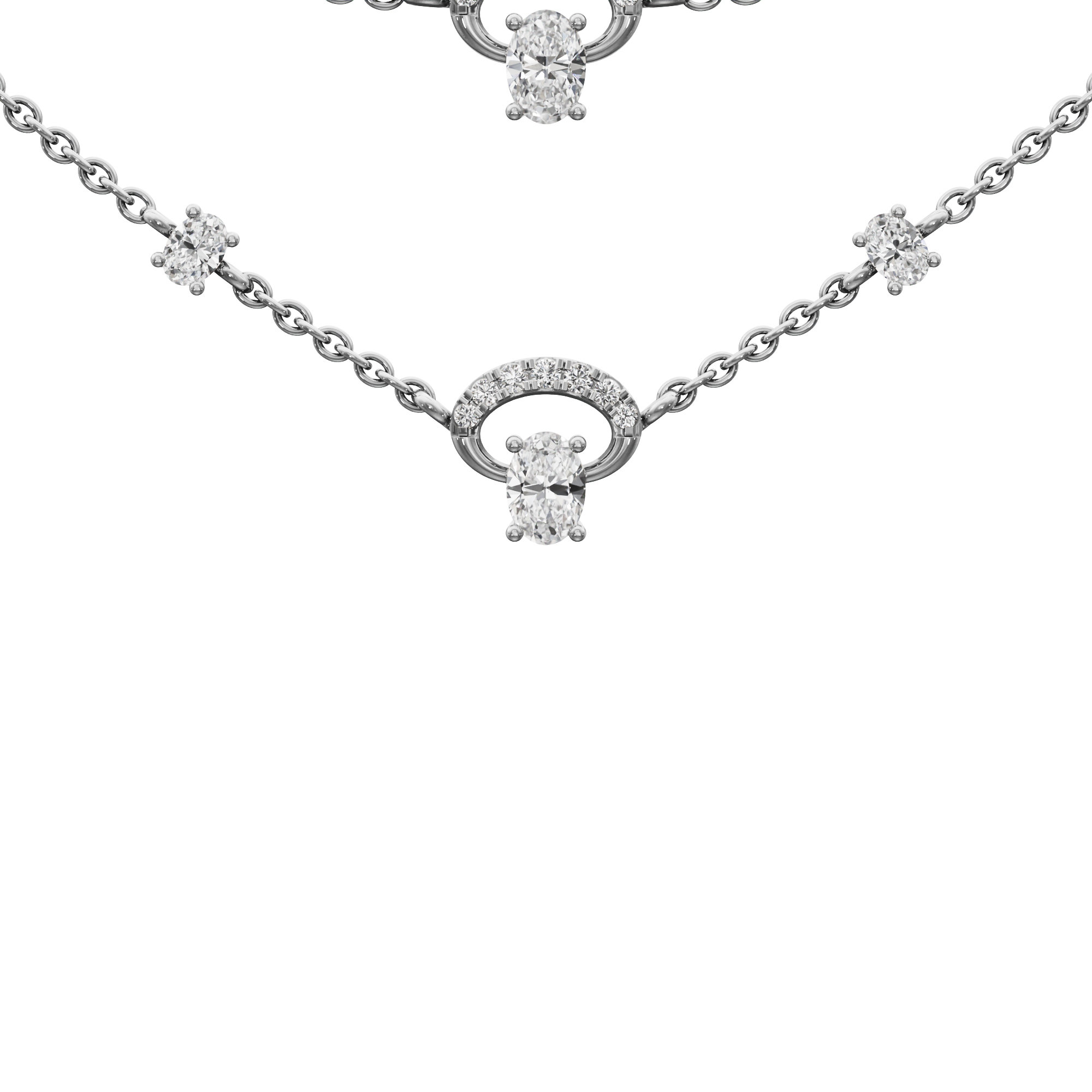 Crescent Glow Diamond Necklace in 18KT White Gold (Diamond Quality:FG-VVS VS)