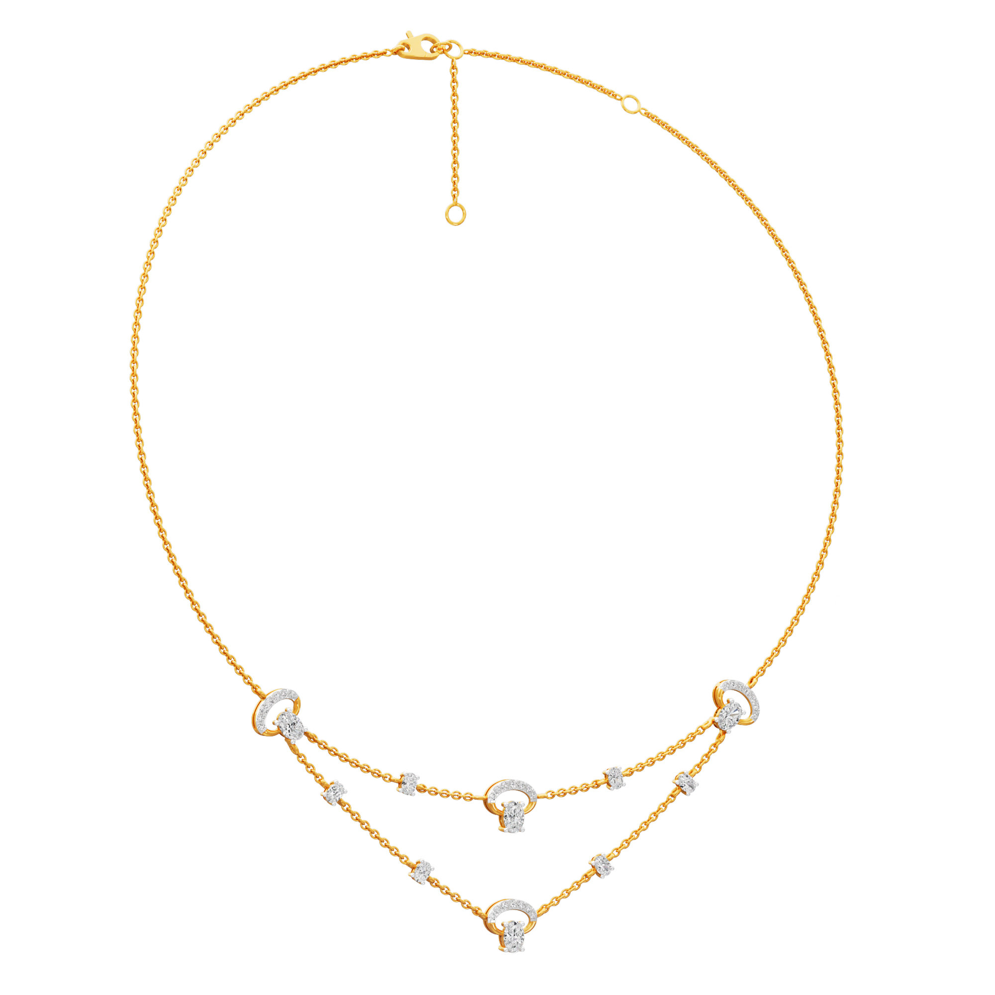 Crescent Glow Diamond Necklace in 9KT Yellow Gold (Diamond Quality:FG-VVS VS)