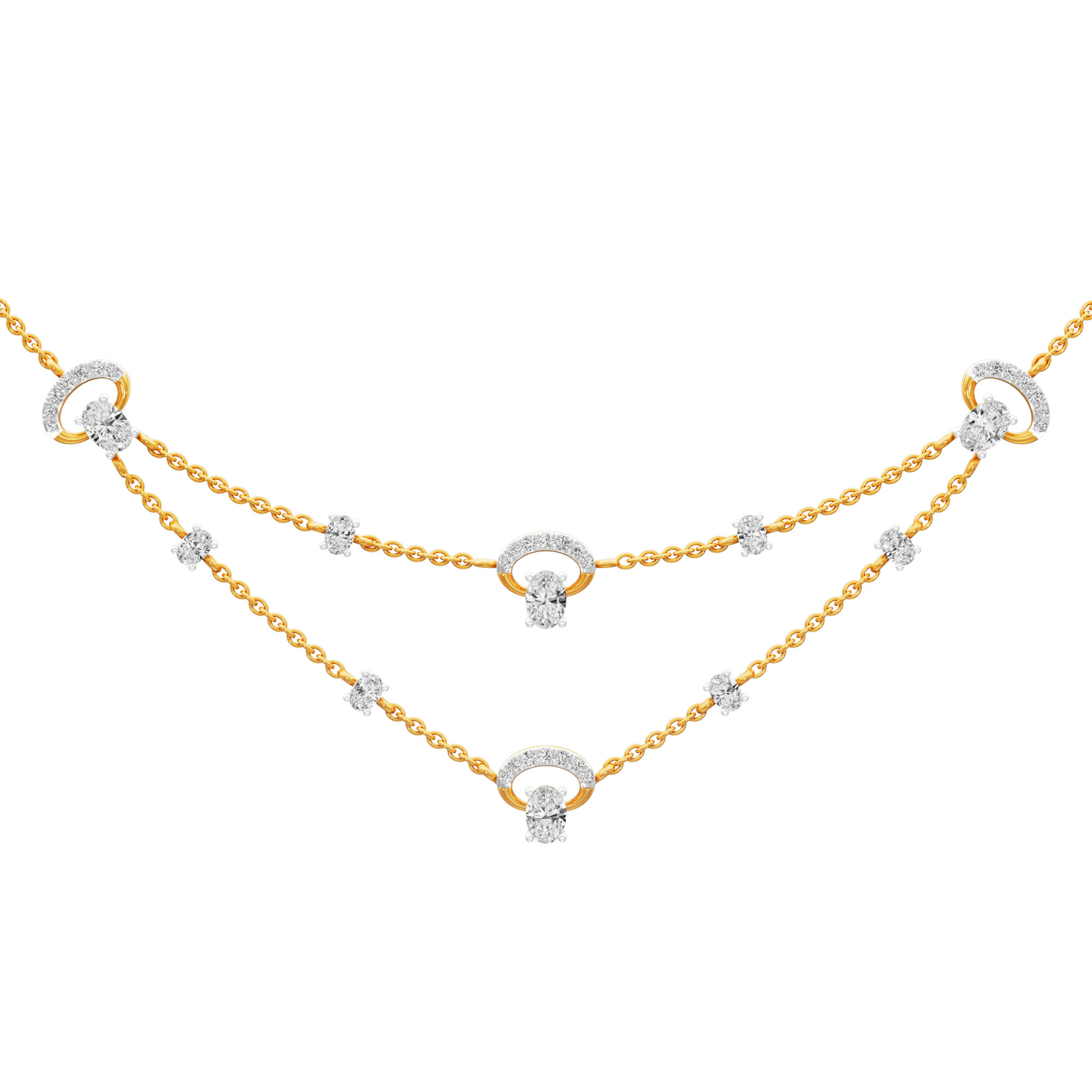 Crescent Glow Diamond Necklace in 9KT Yellow Gold (Diamond Quality:FG-VVS VS)