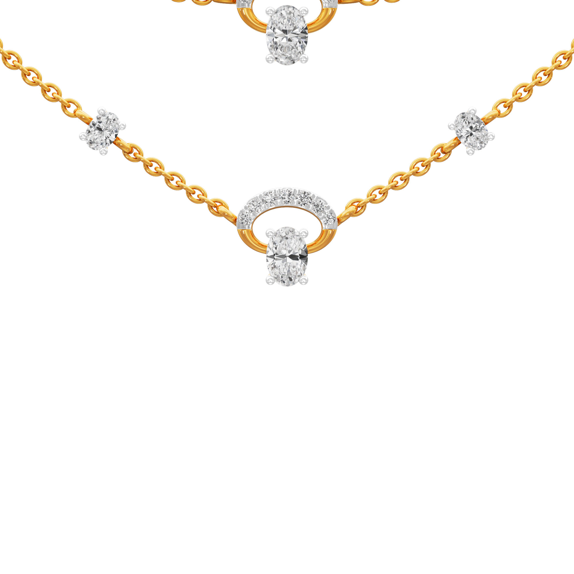 Crescent Glow Diamond Necklace in 9KT Yellow Gold (Diamond Quality:FG-VVS VS)