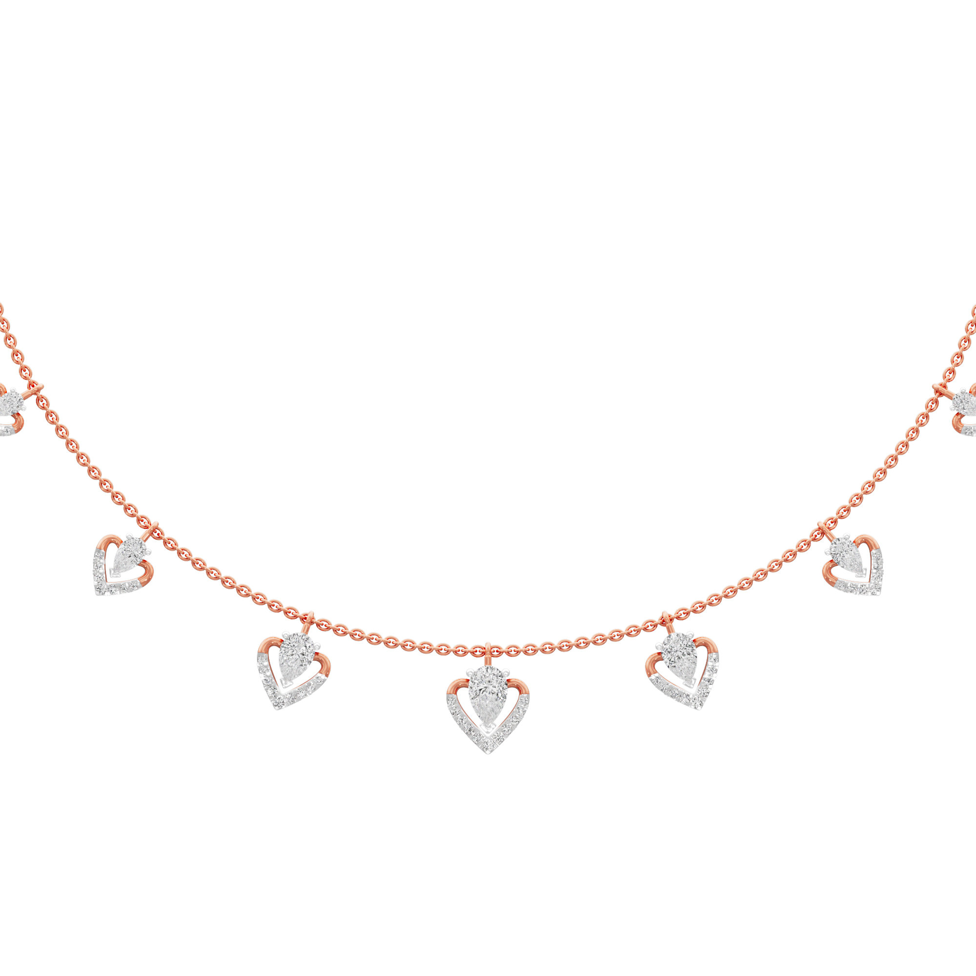 Forever Heart Diamond Necklace in 18KT Rose Gold (Diamond Quality:FG-VVS VS)