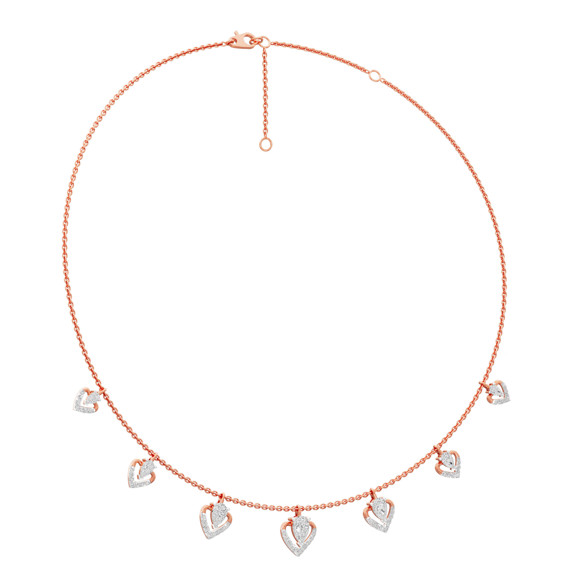 Forever Heart Diamond Necklace in 18KT Rose Gold (Diamond Quality:FG-VVS VS)