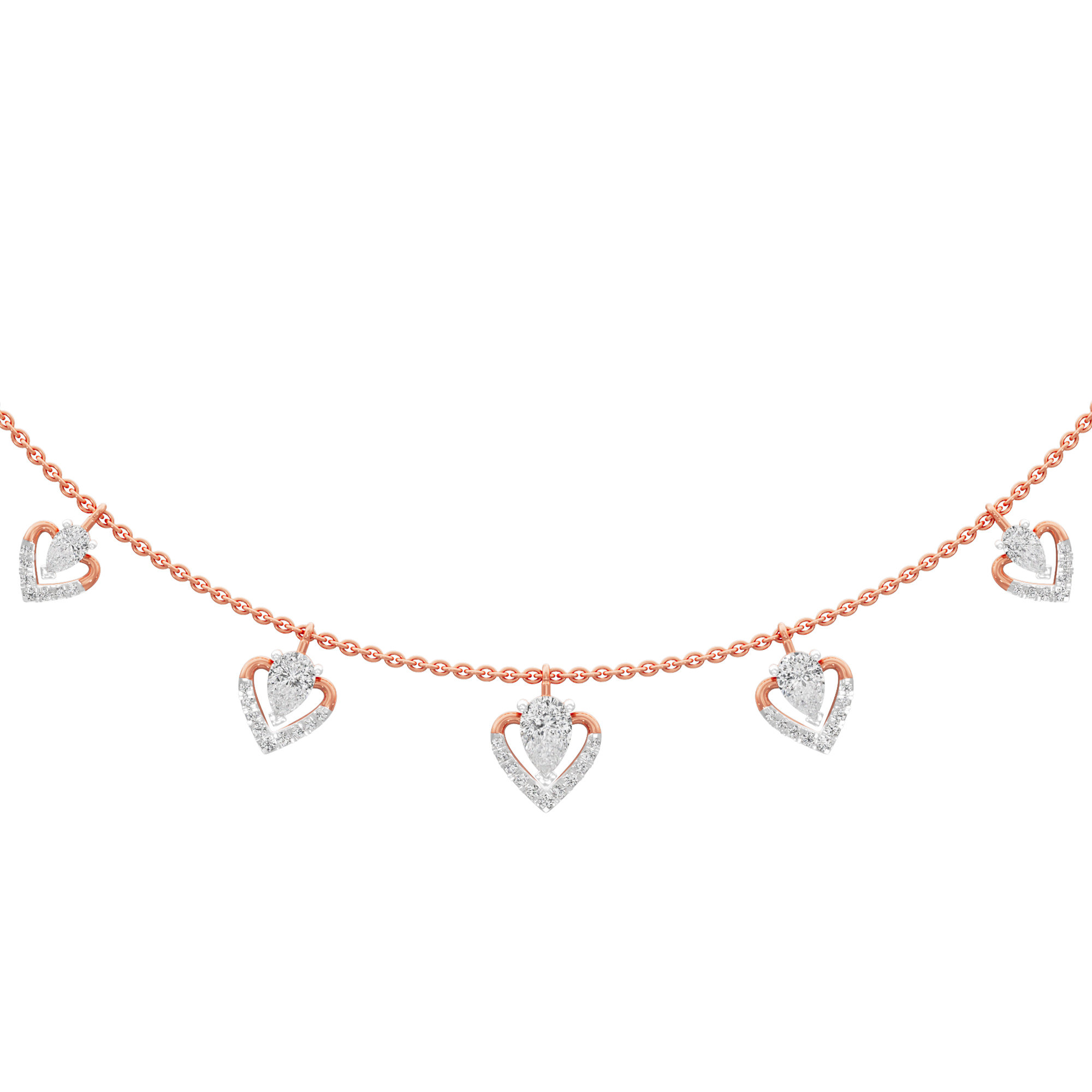 Forever Heart Diamond Necklace in 18KT Rose Gold (Diamond Quality:FG-VVS VS)