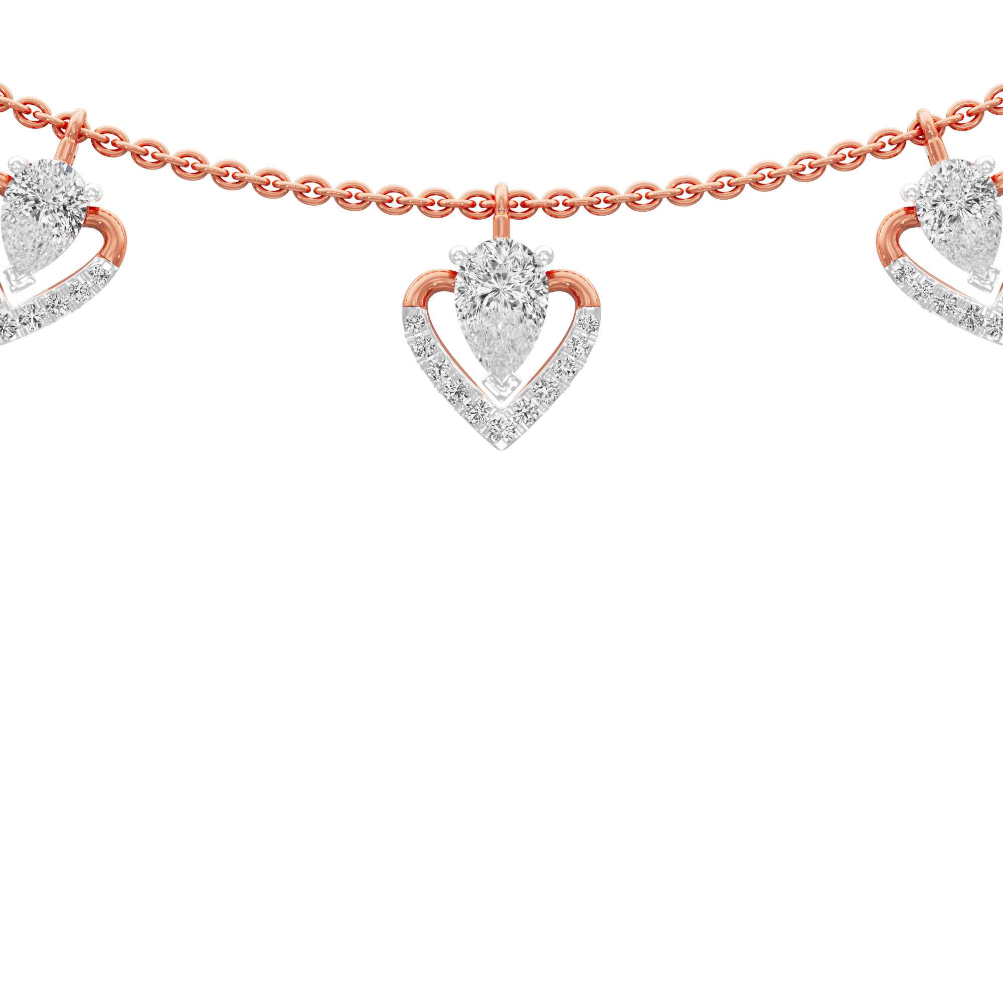 Forever Heart Diamond Necklace in 18KT Rose Gold (Diamond Quality:FG-VVS VS)