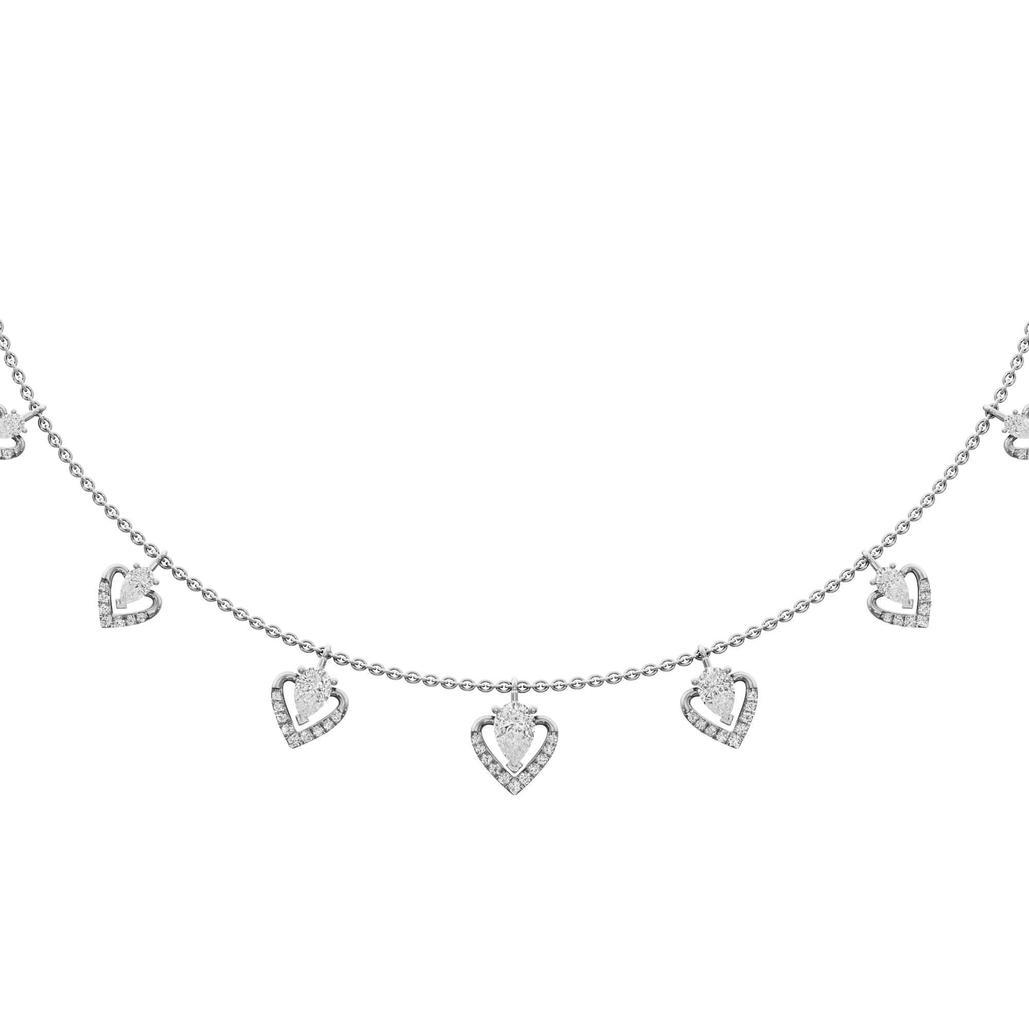 Forever Heart Diamond Necklace in 14KT White Gold (Diamond Quality:FG-VVS VS)