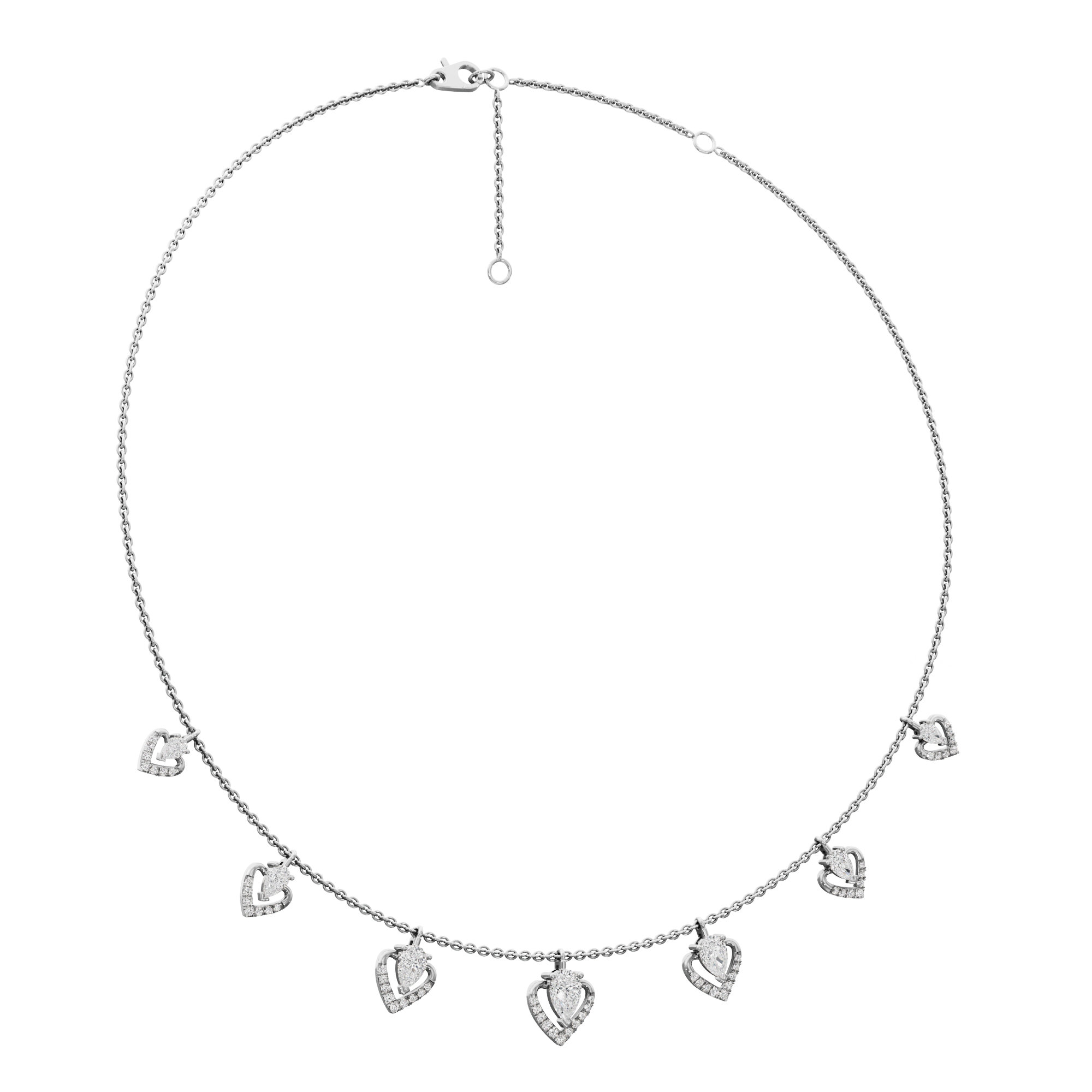 Forever Heart Diamond Necklace in 14KT White Gold (Diamond Quality:FG-VVS VS)