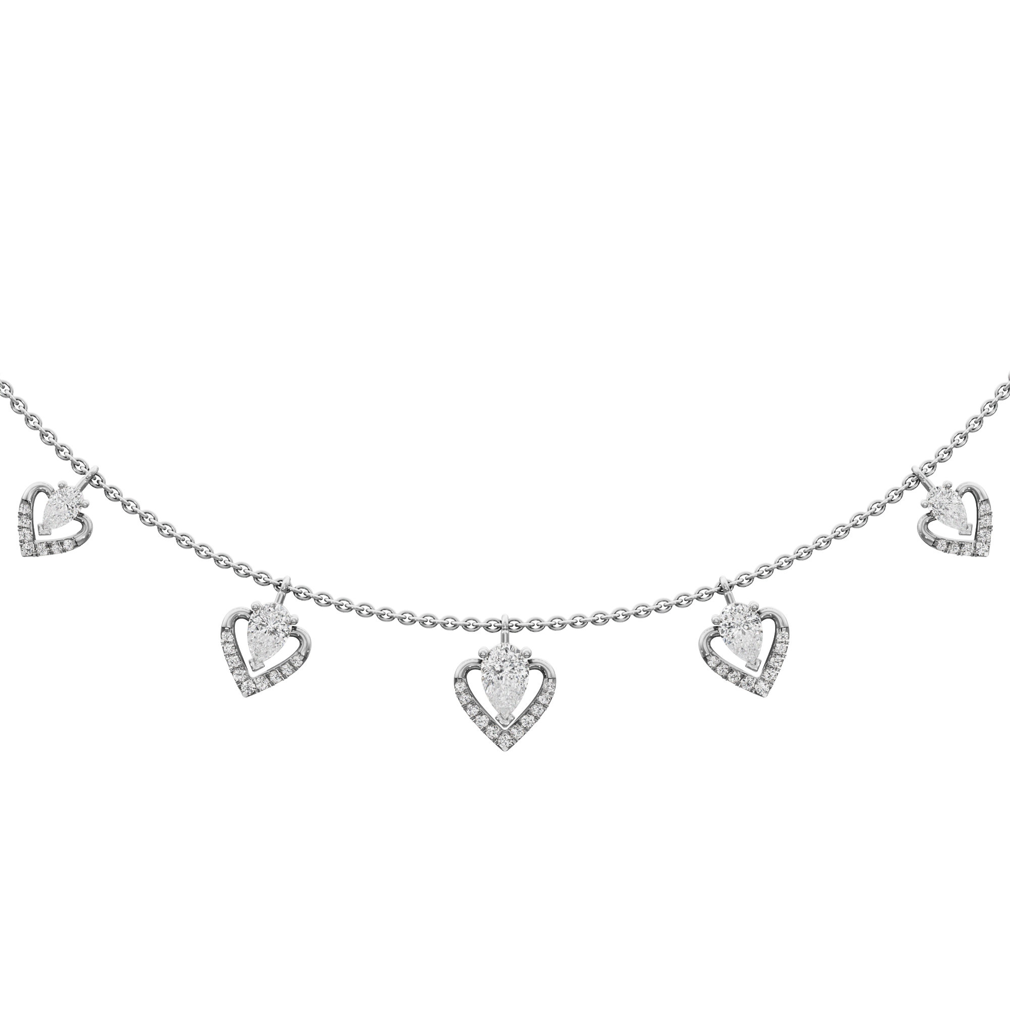 Forever Heart Diamond Necklace in 14KT White Gold (Diamond Quality:FG-VVS VS)