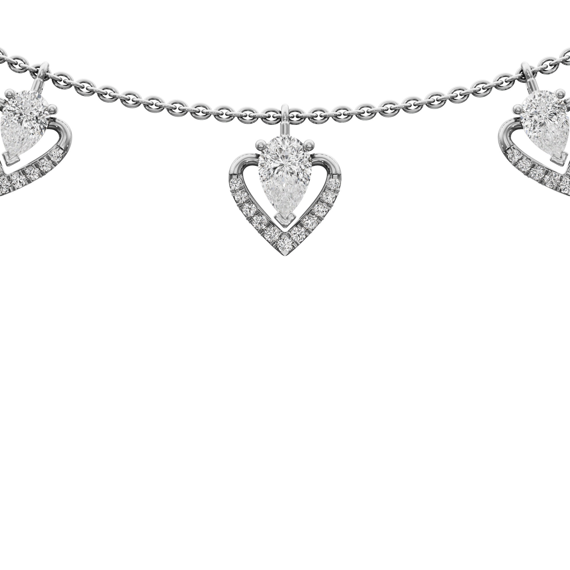 Forever Heart Diamond Necklace in 14KT White Gold (Diamond Quality:FG-VVS VS)