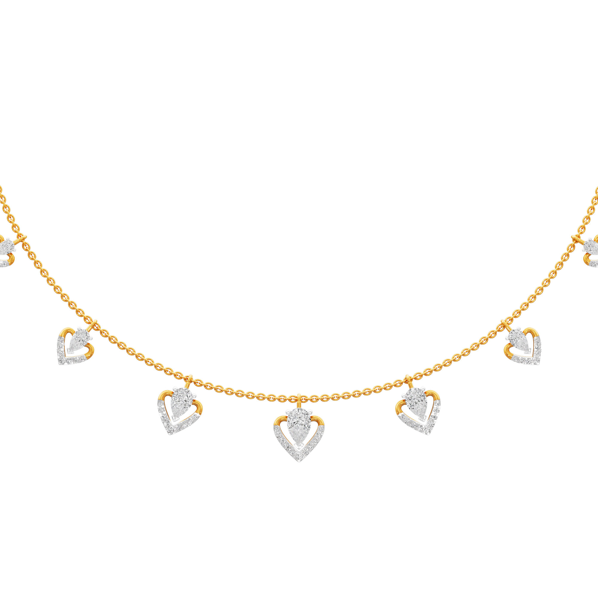 Forever Heart Diamond Necklace in 18KT Yellow Gold (Diamond Quality:FG-VVS VS)
