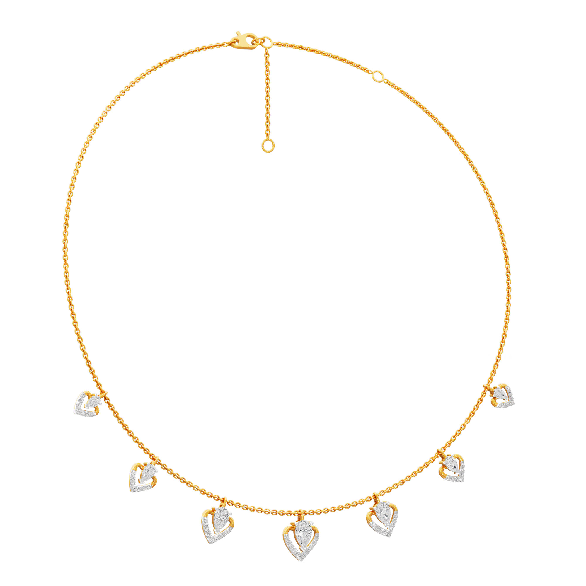 Forever Heart Diamond Necklace in 18KT Yellow Gold (Diamond Quality:FG-VVS VS)