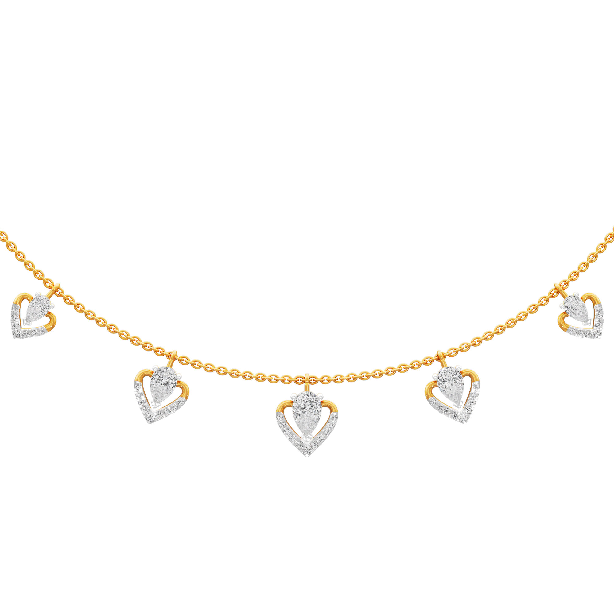 Forever Heart Diamond Necklace in 18KT Yellow Gold (Diamond Quality:FG-VVS VS)