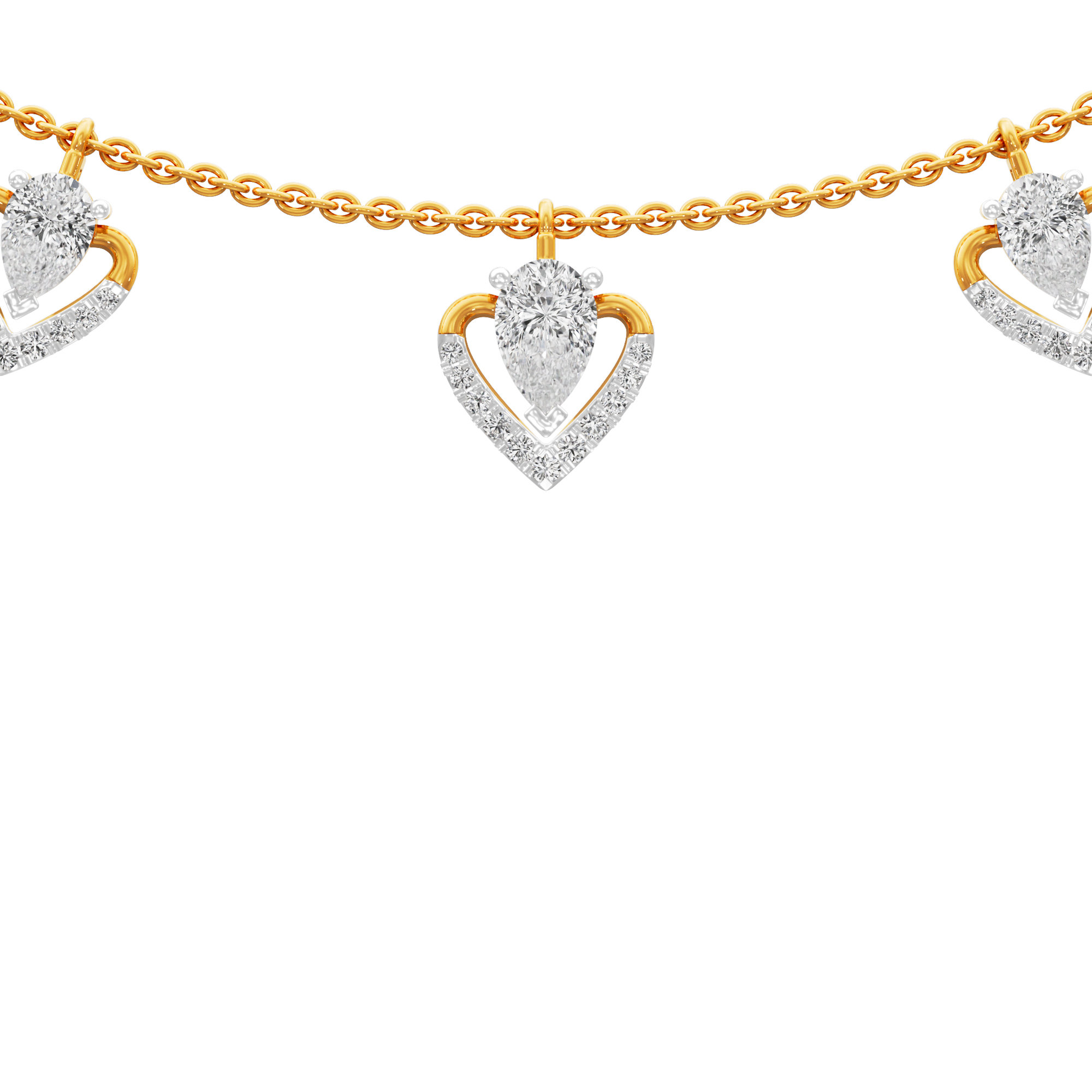 Forever Heart Diamond Necklace in 18KT Yellow Gold (Diamond Quality:FG-VVS VS)