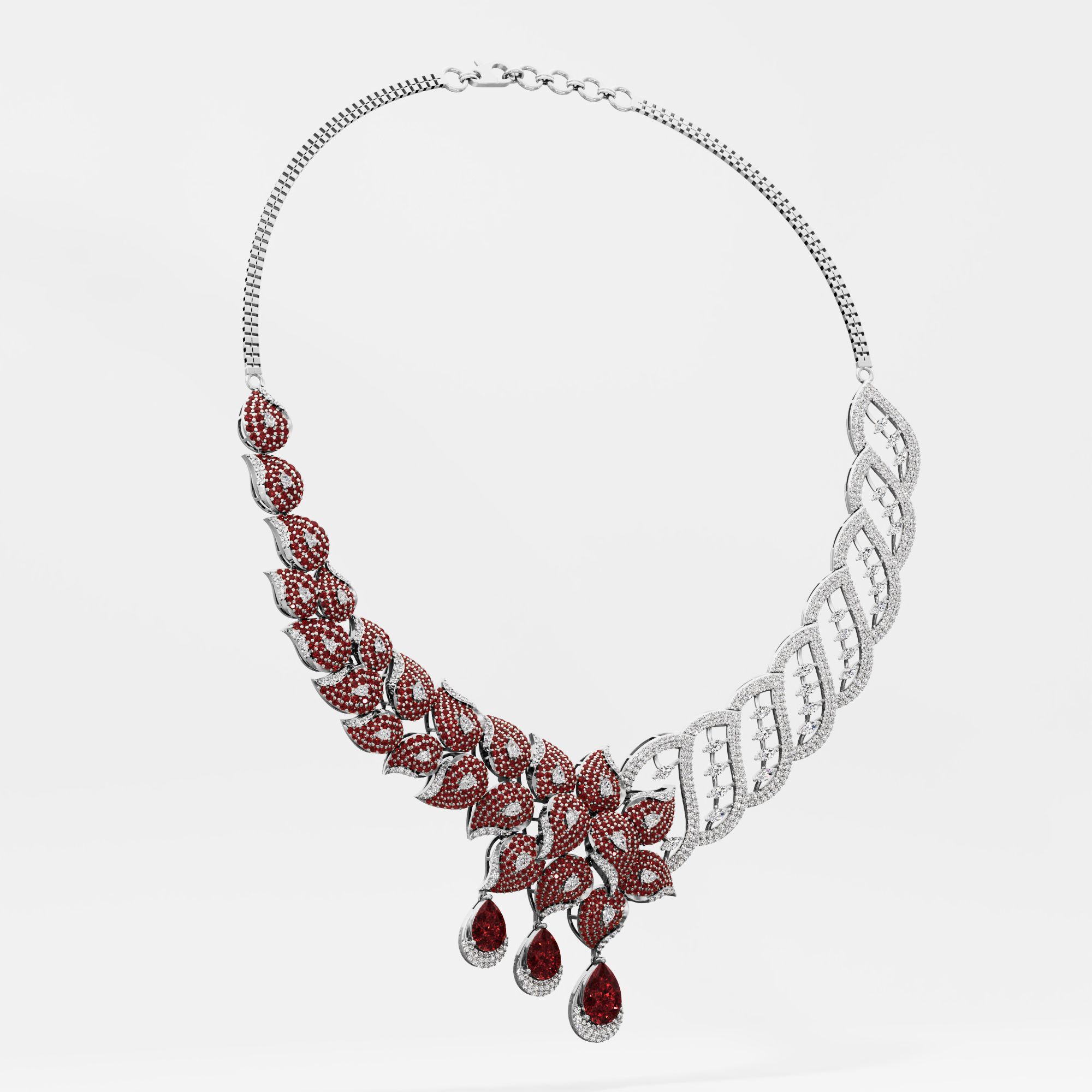 Crimson Blossom Diamond Necklace