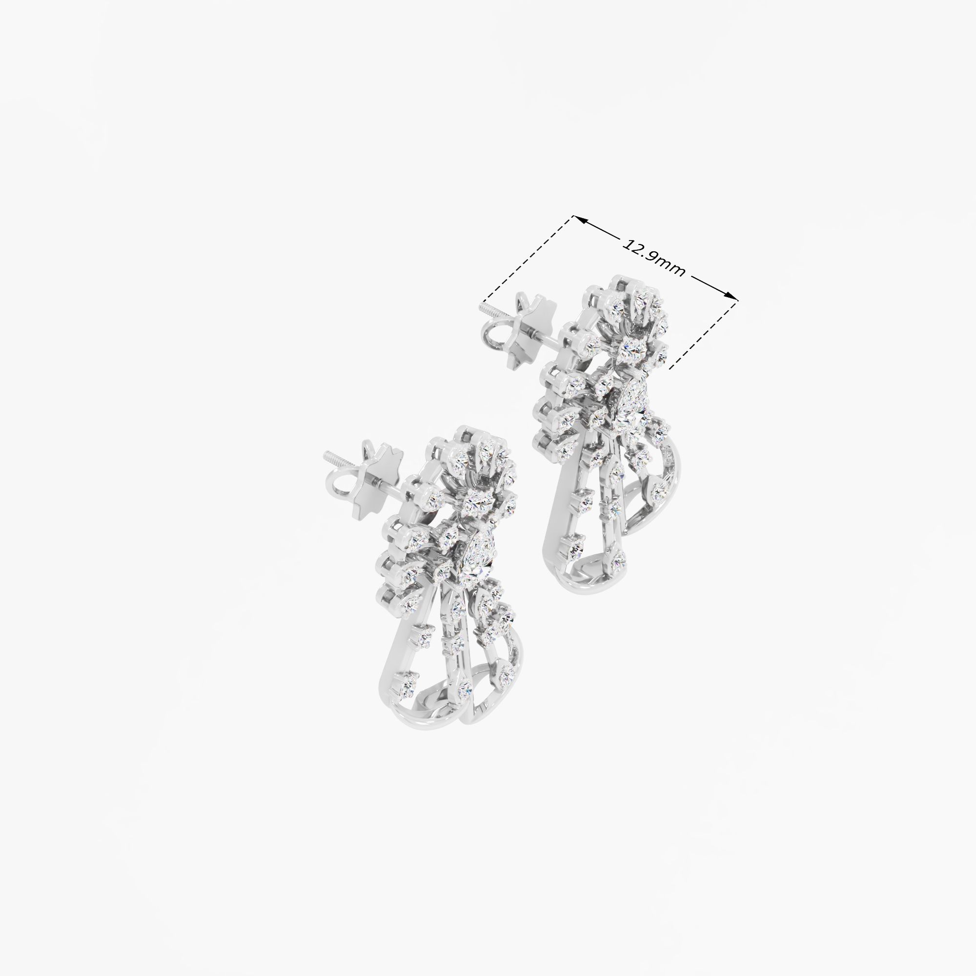 Mayur Dance Dangle Earrings in 14KT White Gold (Diamond Quality: EF-VVS VS)