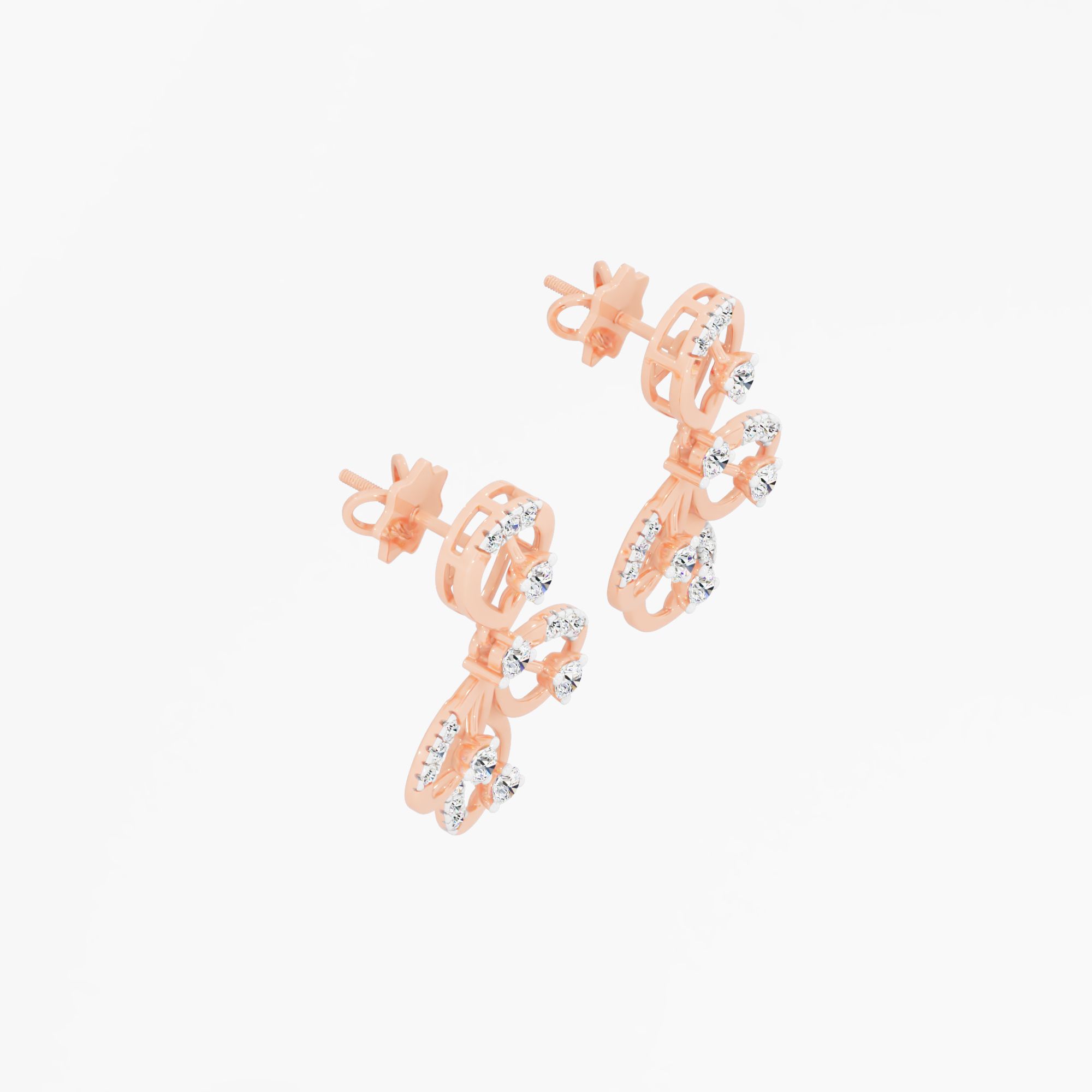 Teardrop Floral Dangle Earrings in 9KT Rose Gold (Diamond Quality: FG-VVS VS)