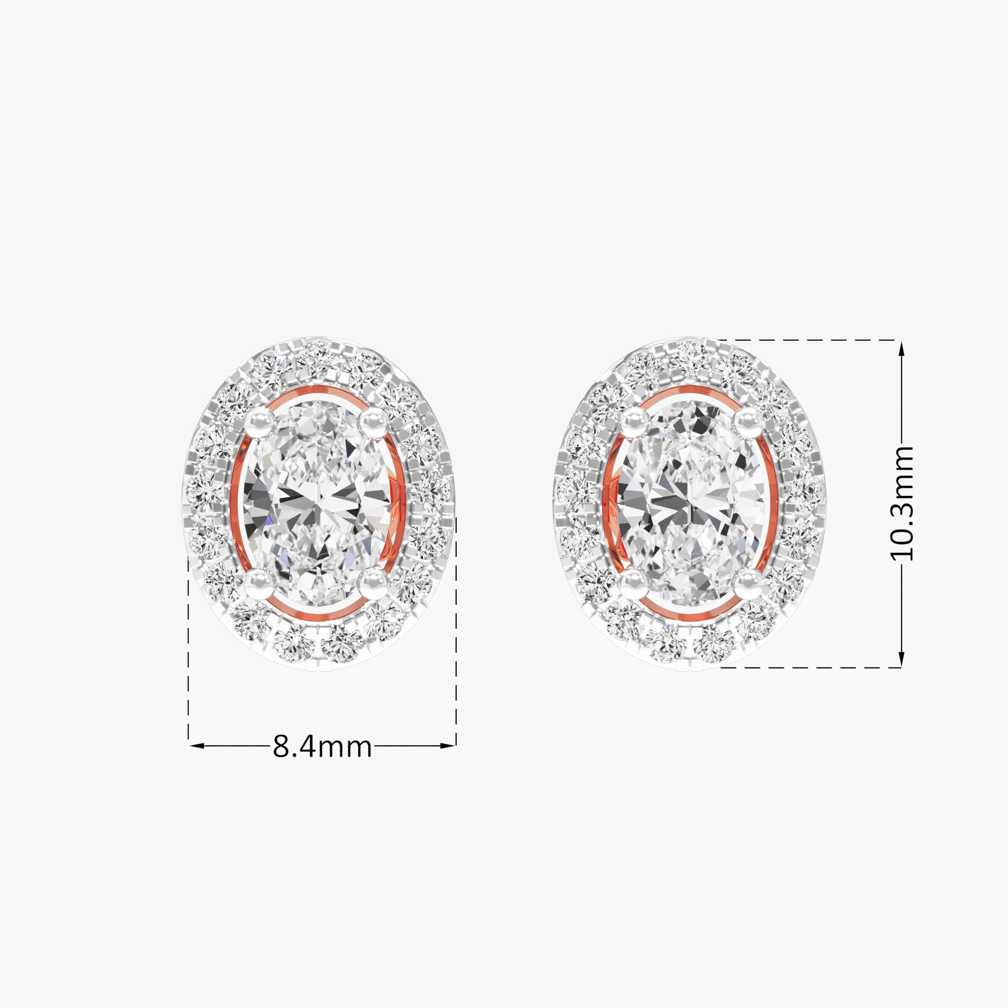 Regal Oval Halo Stud Earrings