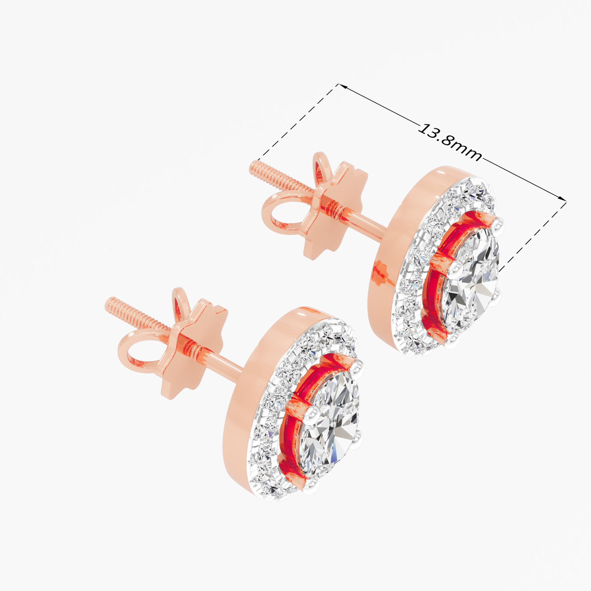 Regal Oval Halo Stud Earrings