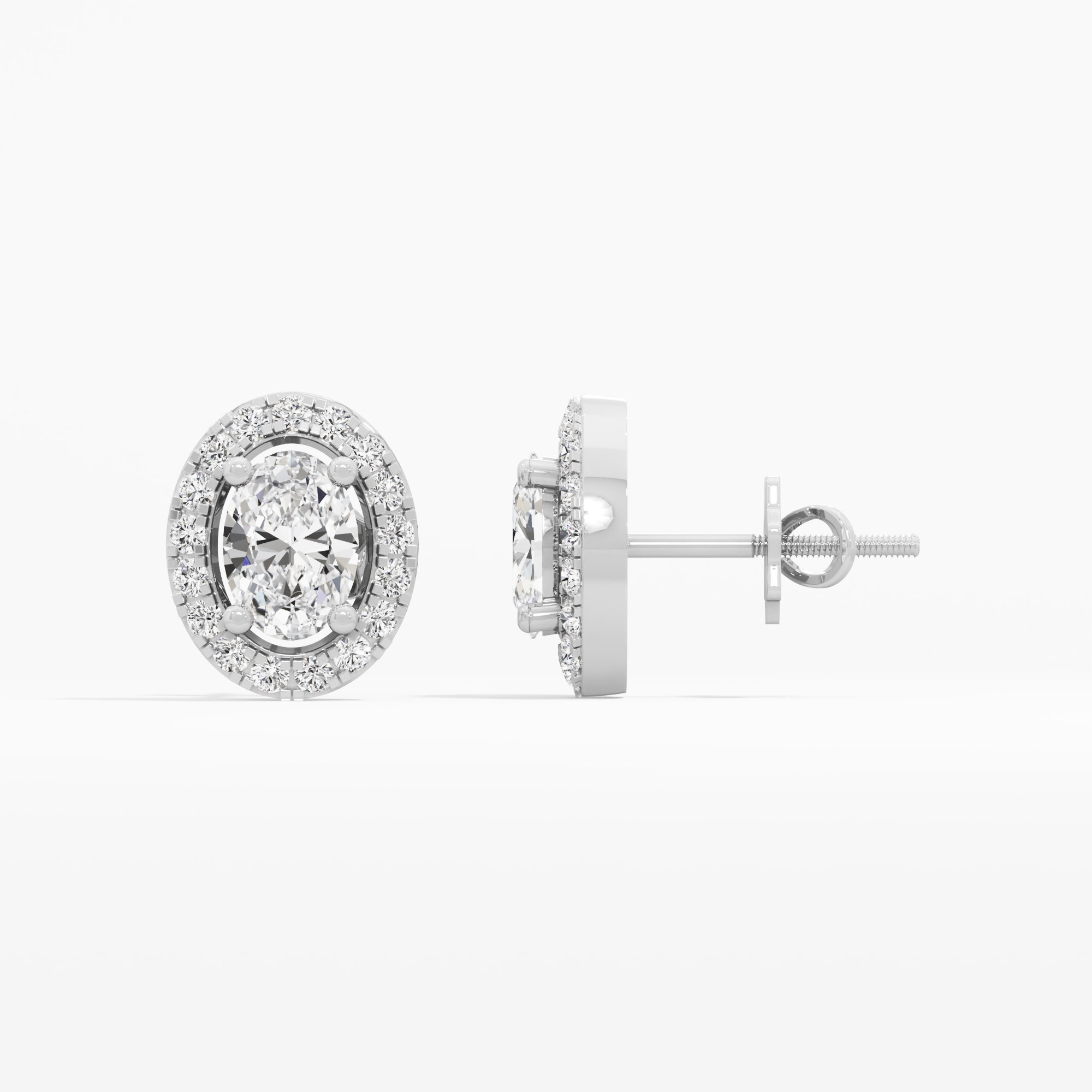 Regal Oval Halo Stud Earrings