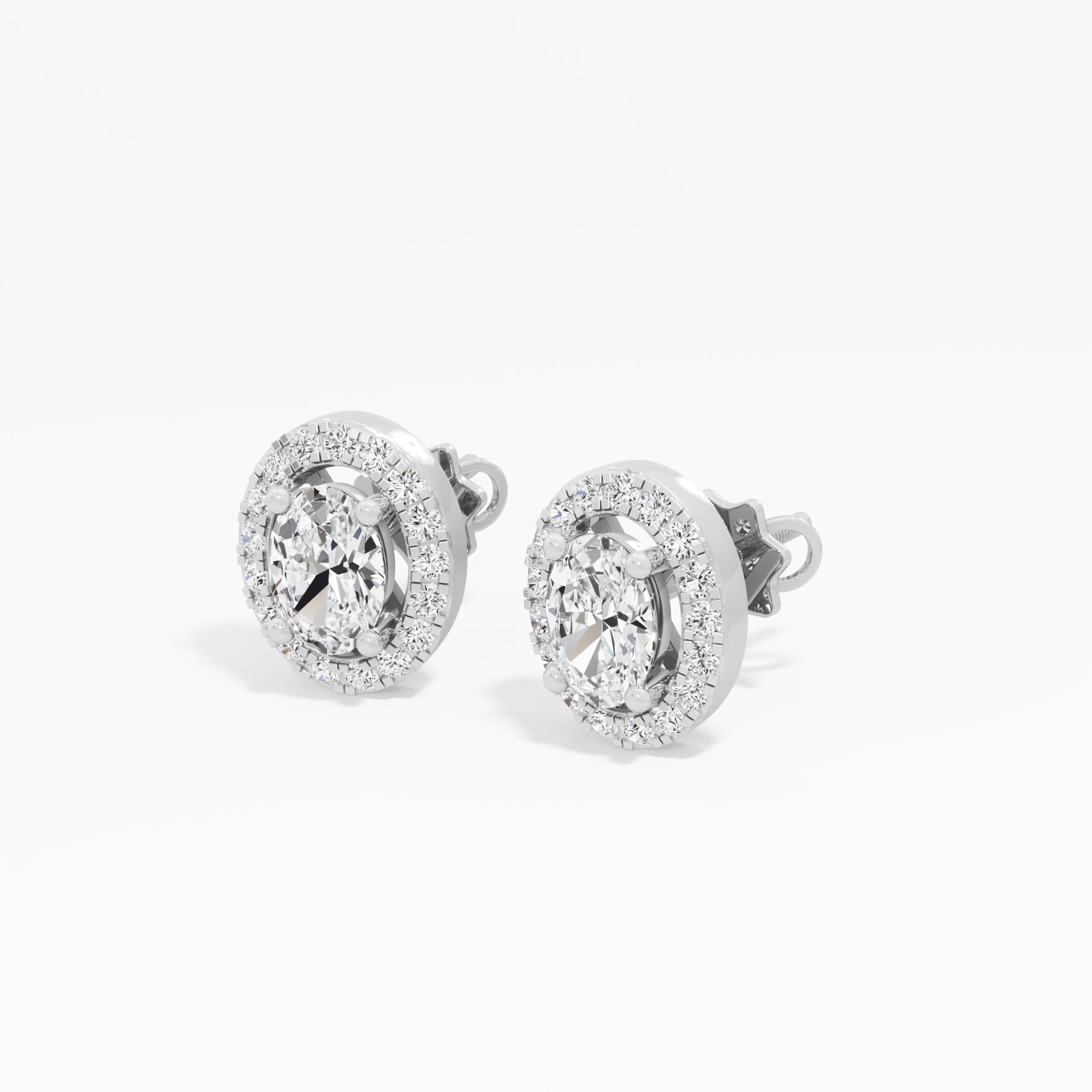 Regal Oval Halo Stud Earrings