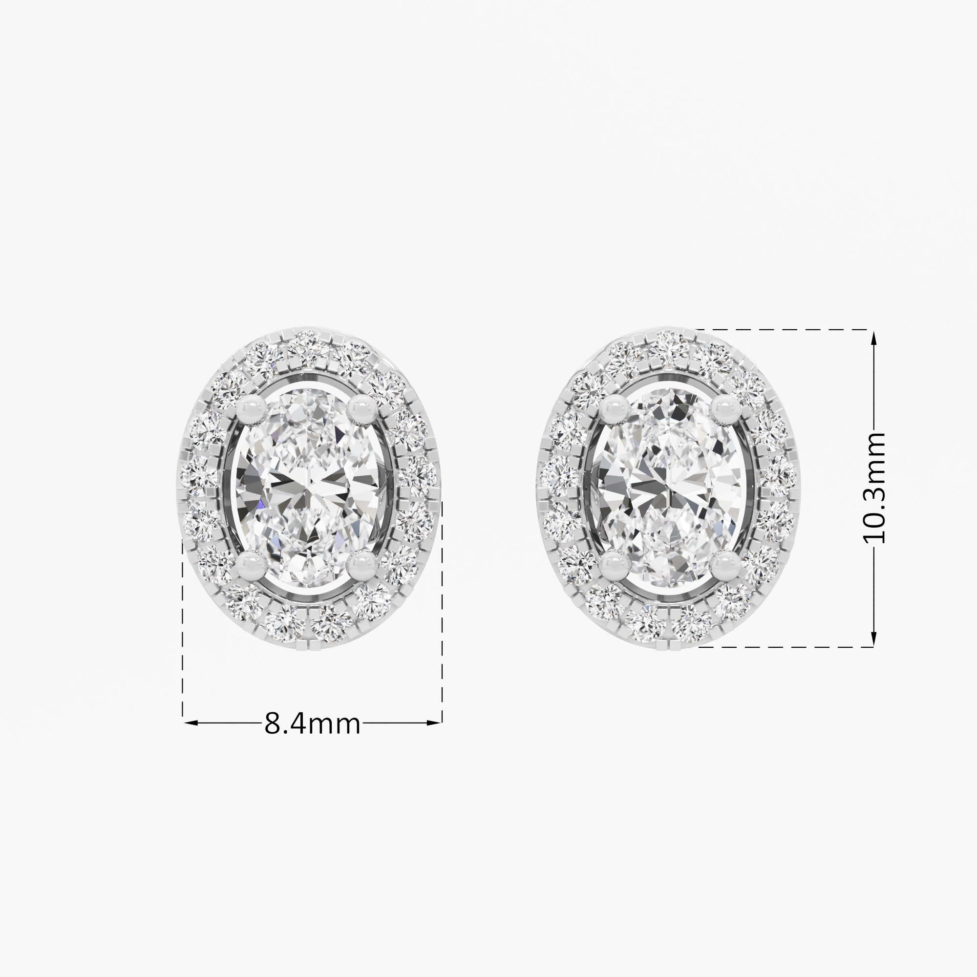 Regal Oval Halo Stud Earrings