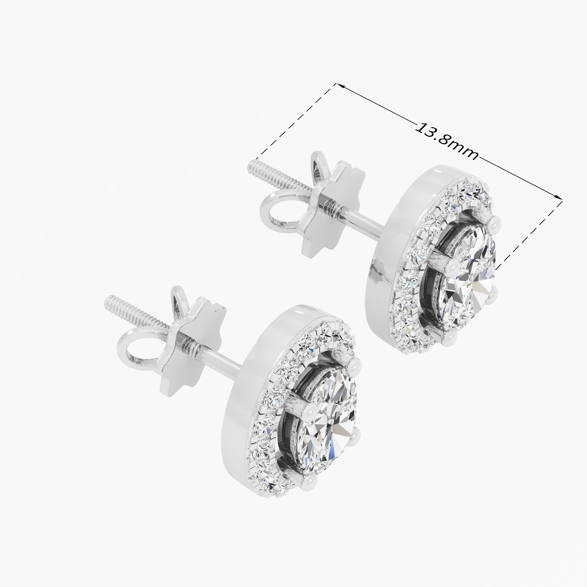 Regal Oval Halo Stud Earrings