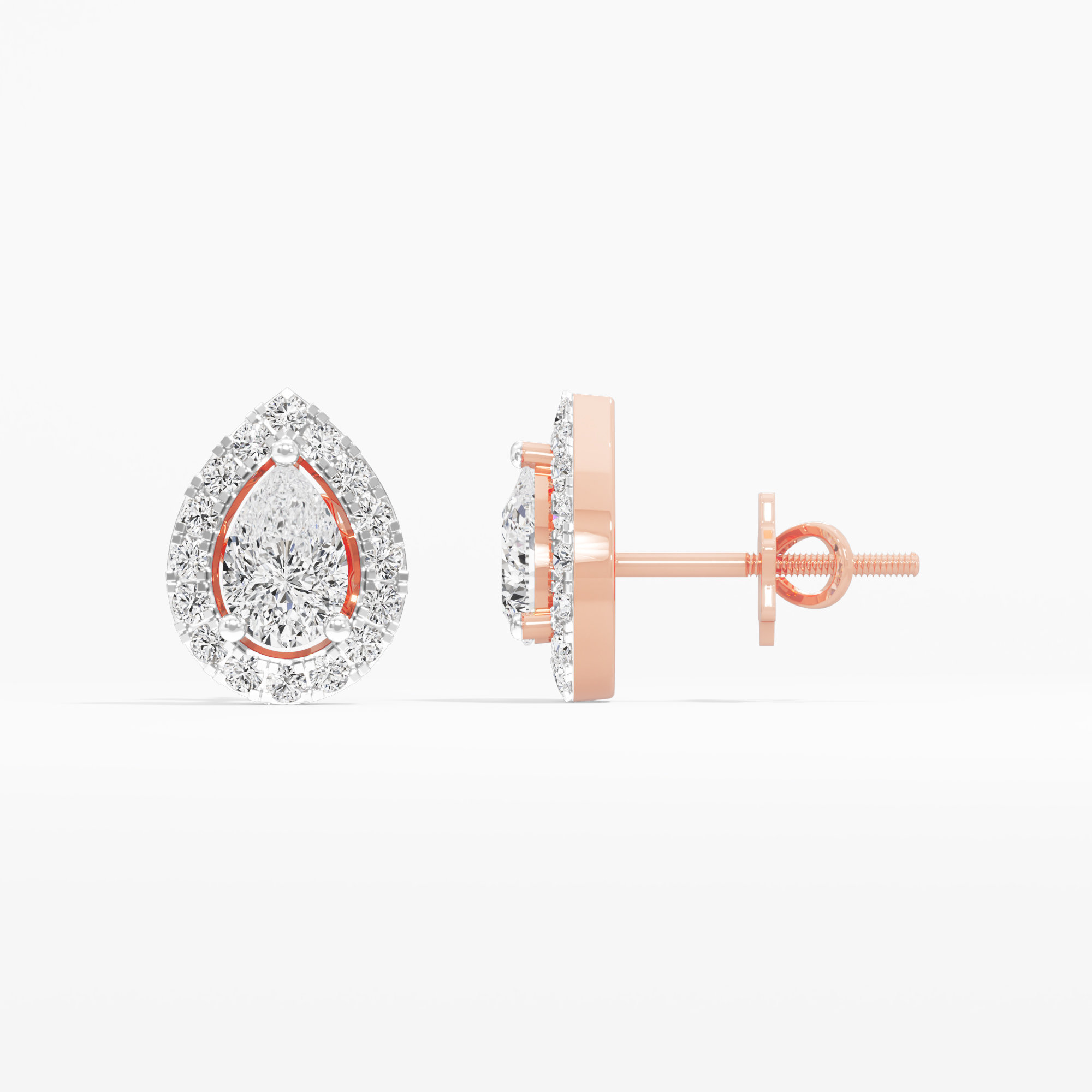 Pear Halo Stud Earrings