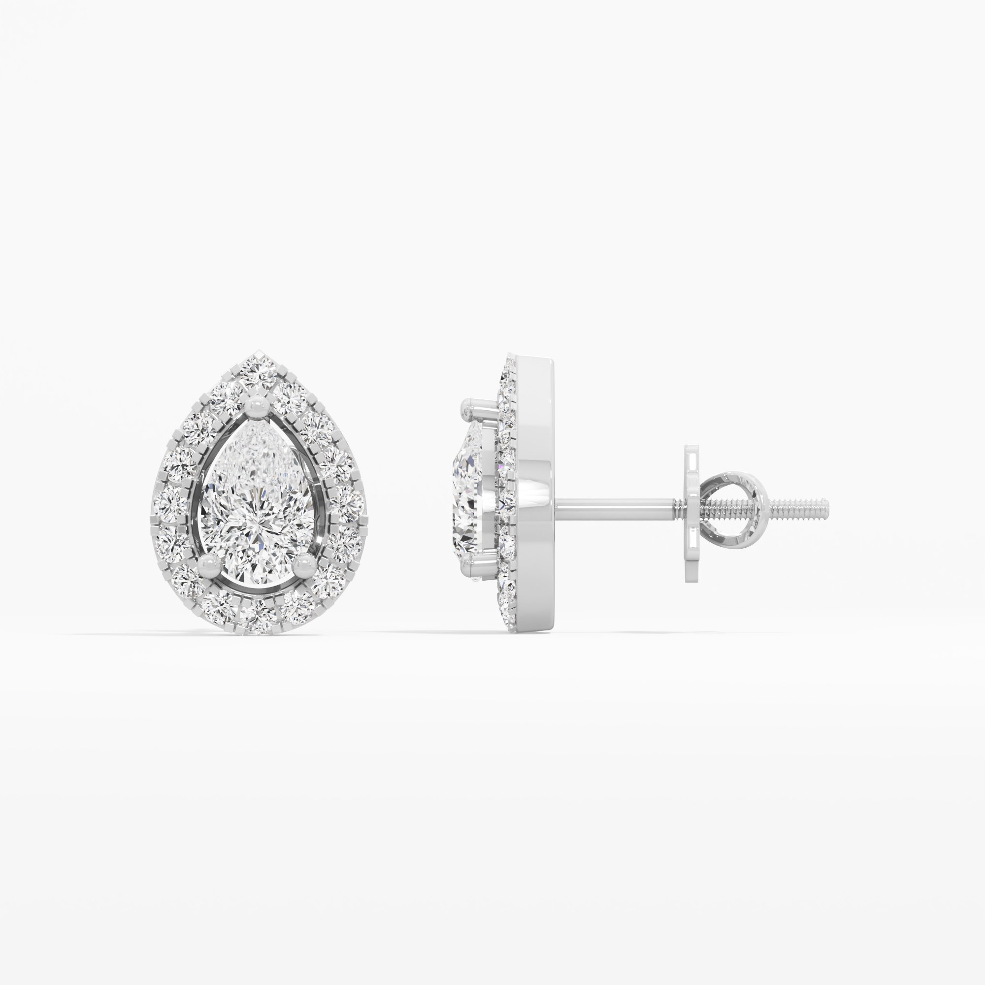 Pear Halo Stud Earrings