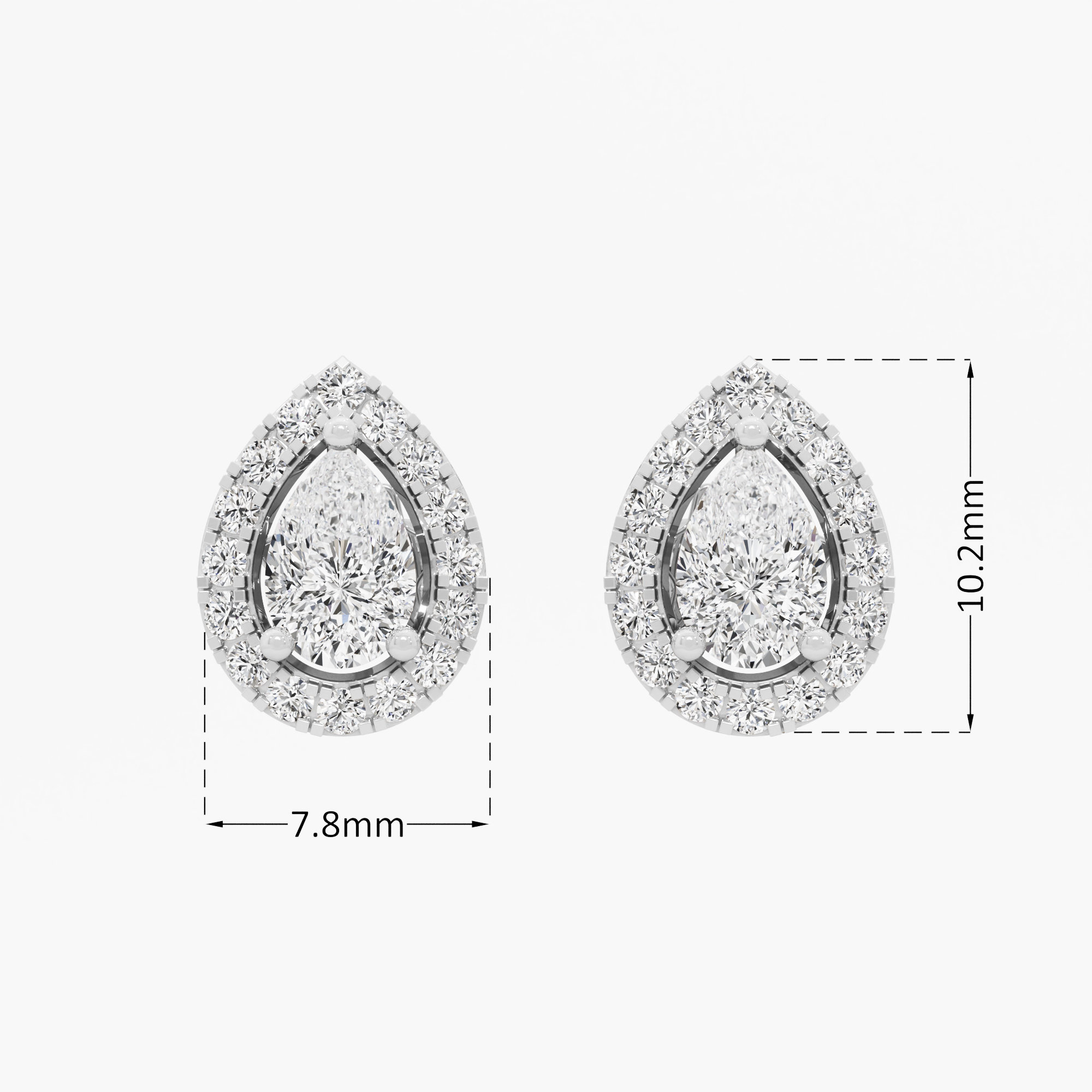 Pear Halo Stud Earrings