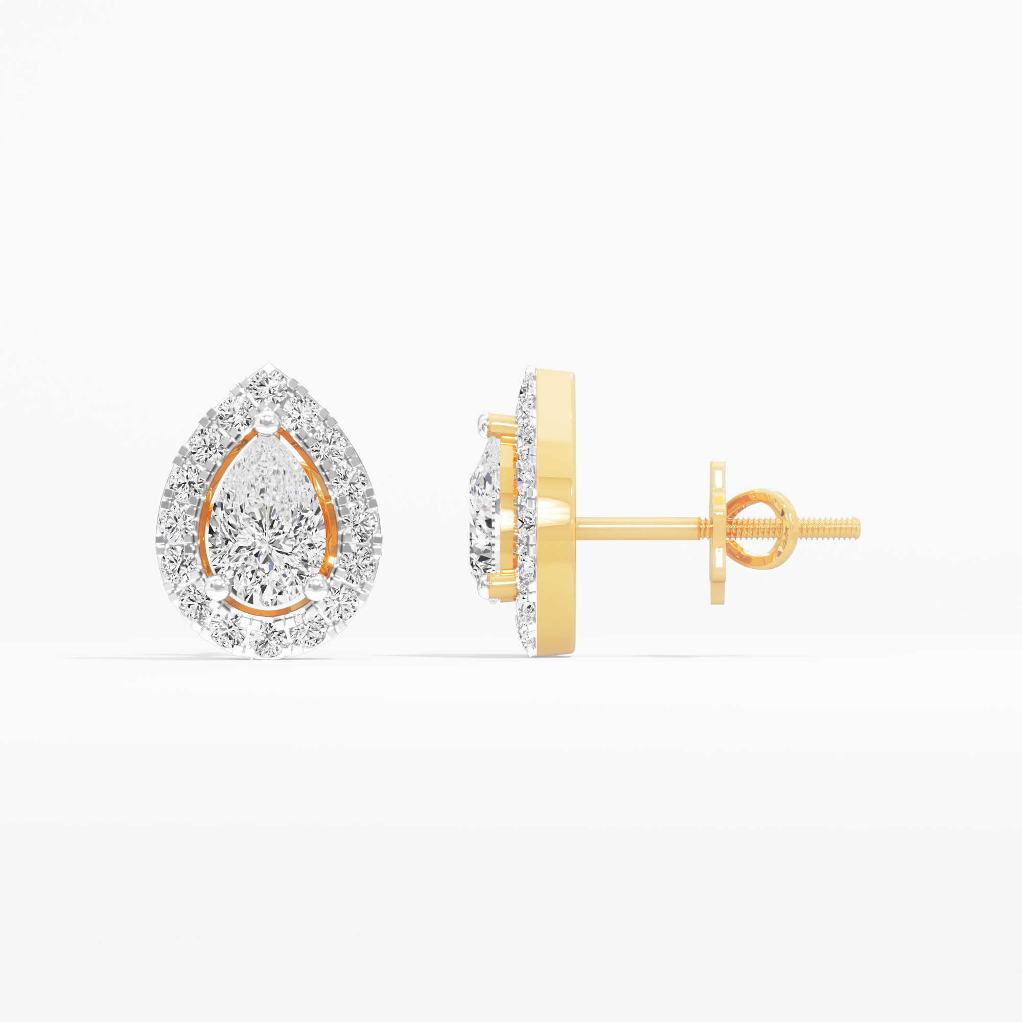 Pear Halo Stud Earrings
