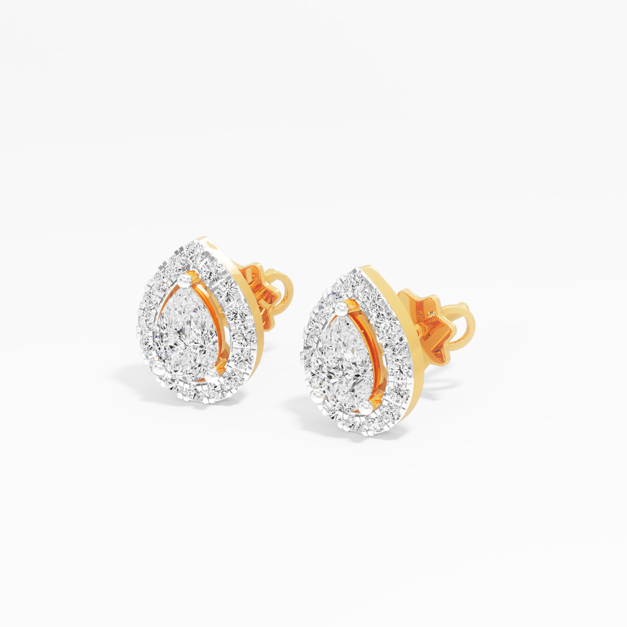 Pear Halo Stud Earrings
