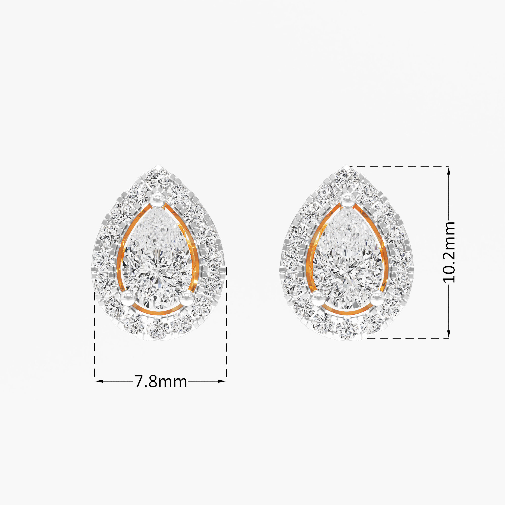 Pear Halo Stud Earrings