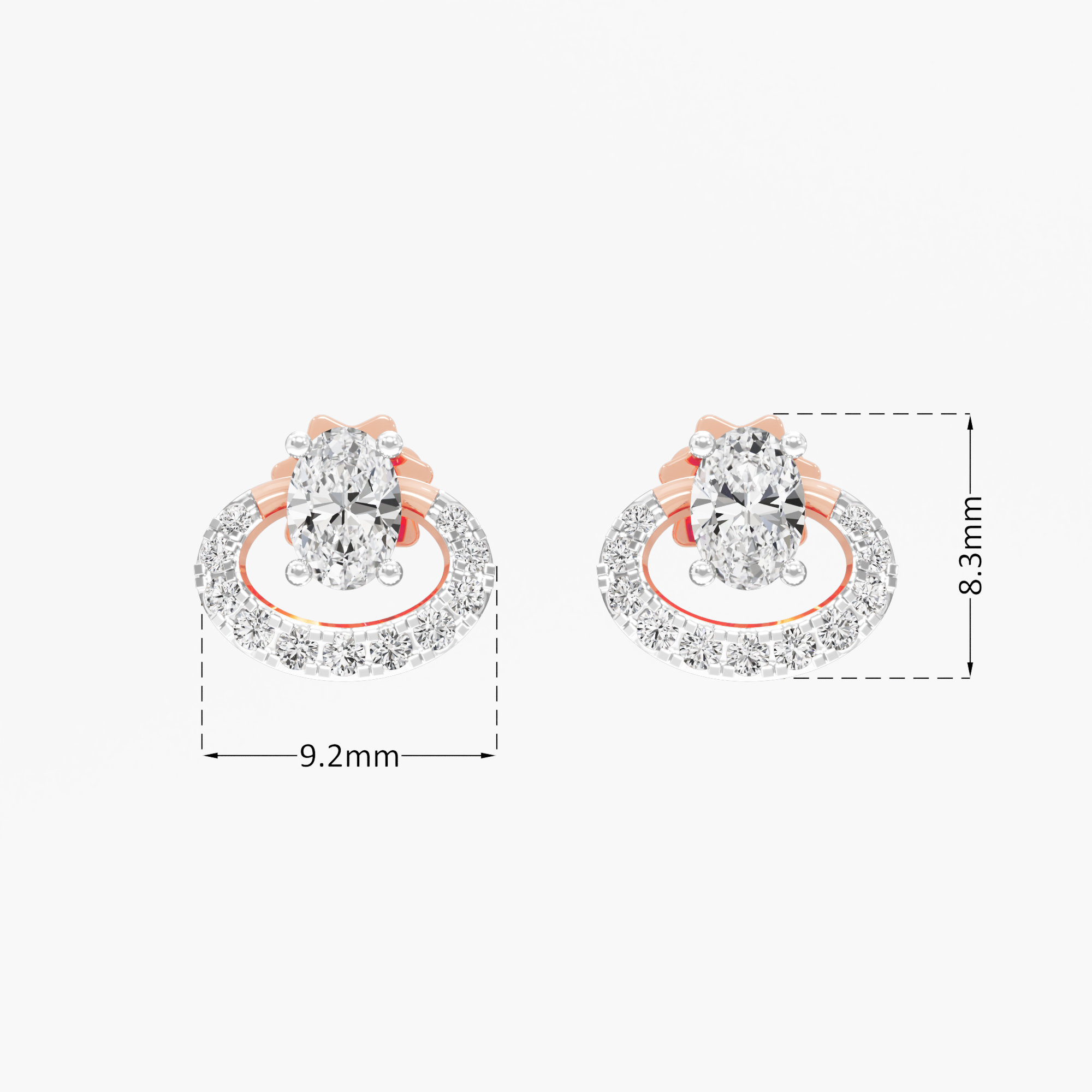 Majestic Oval Stud Earrings