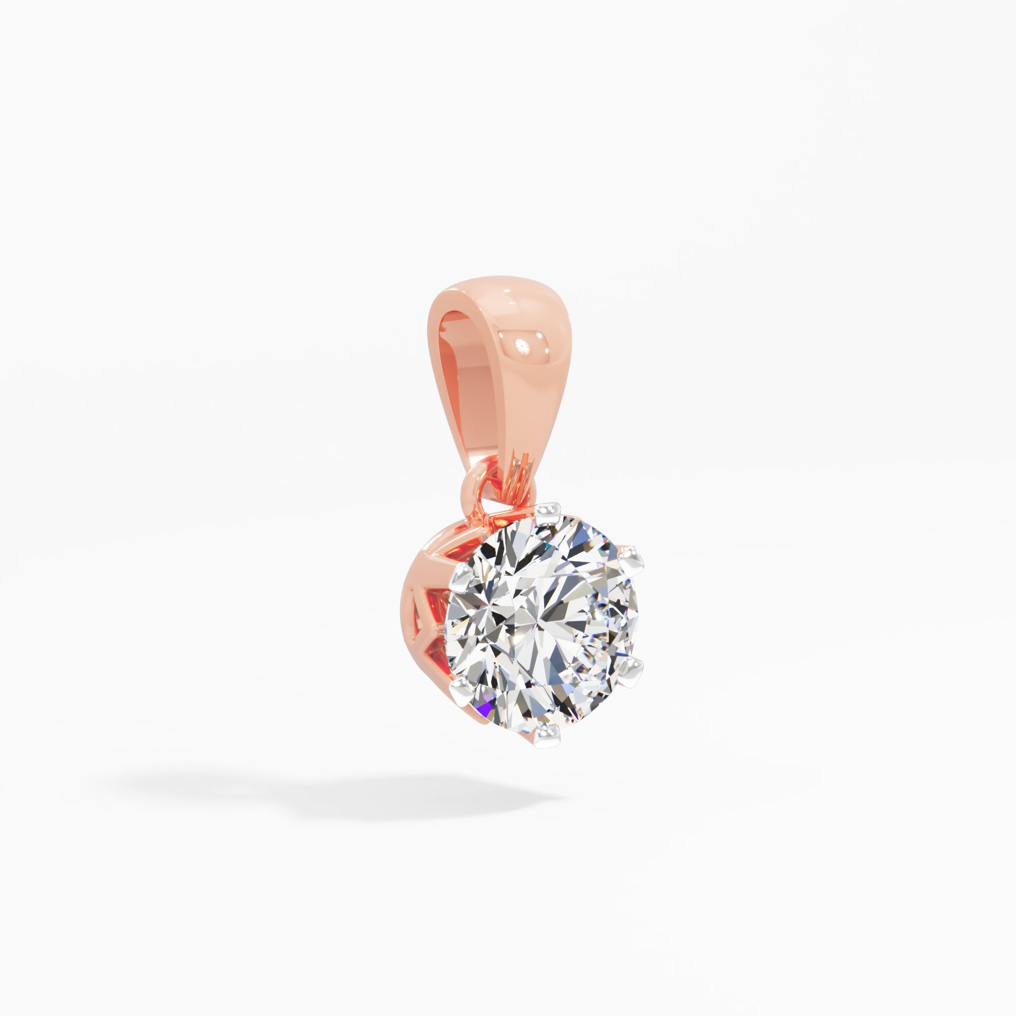 Timeless Classic Round Solitaire Pendant in 14KT Rose Gold (Diamond Quality: FG-VVS VS)