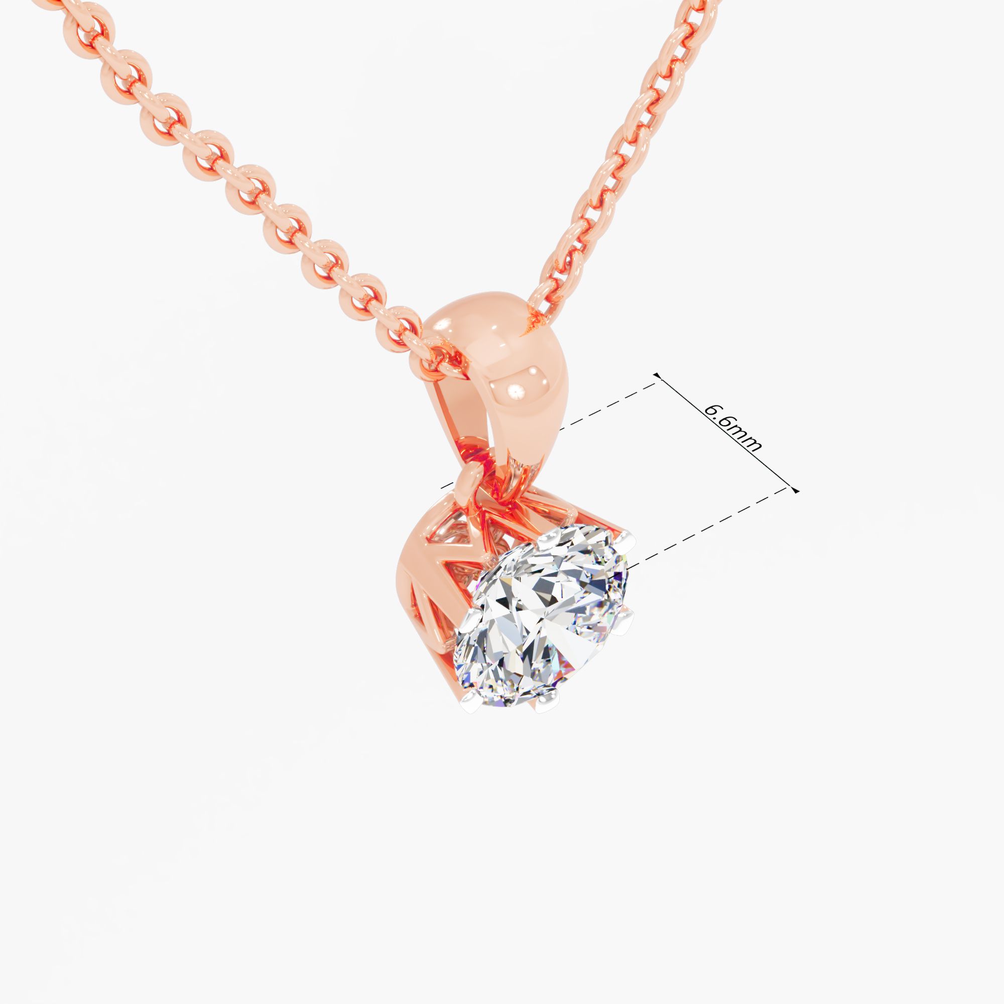 Timeless Classic Round Solitaire Pendant in 14KT Rose Gold (Diamond Quality: FG-VVS VS)