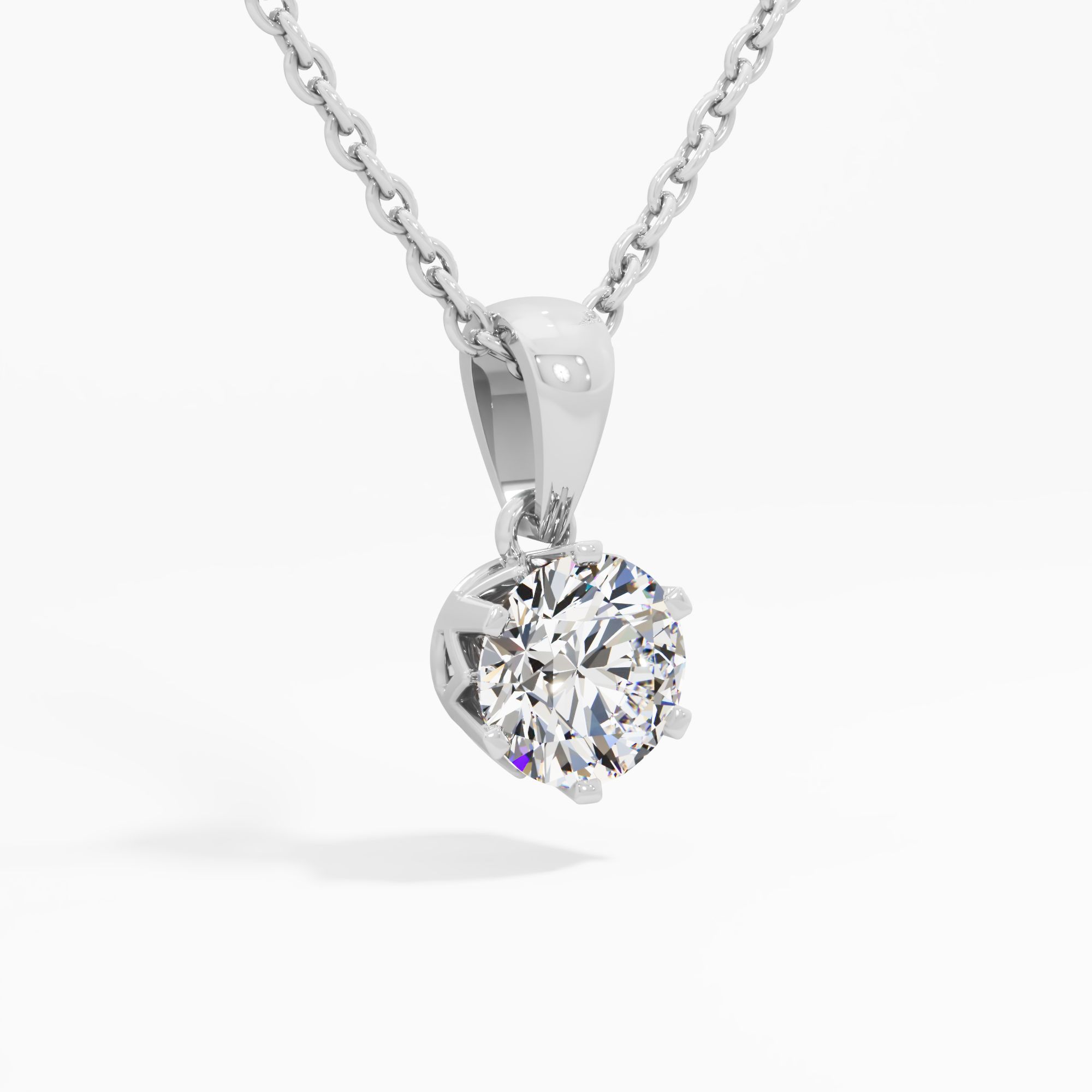 Timeless Classic Round Solitaire Pendant in 14KT White Gold (Diamond Quality: EF-VVS VS)