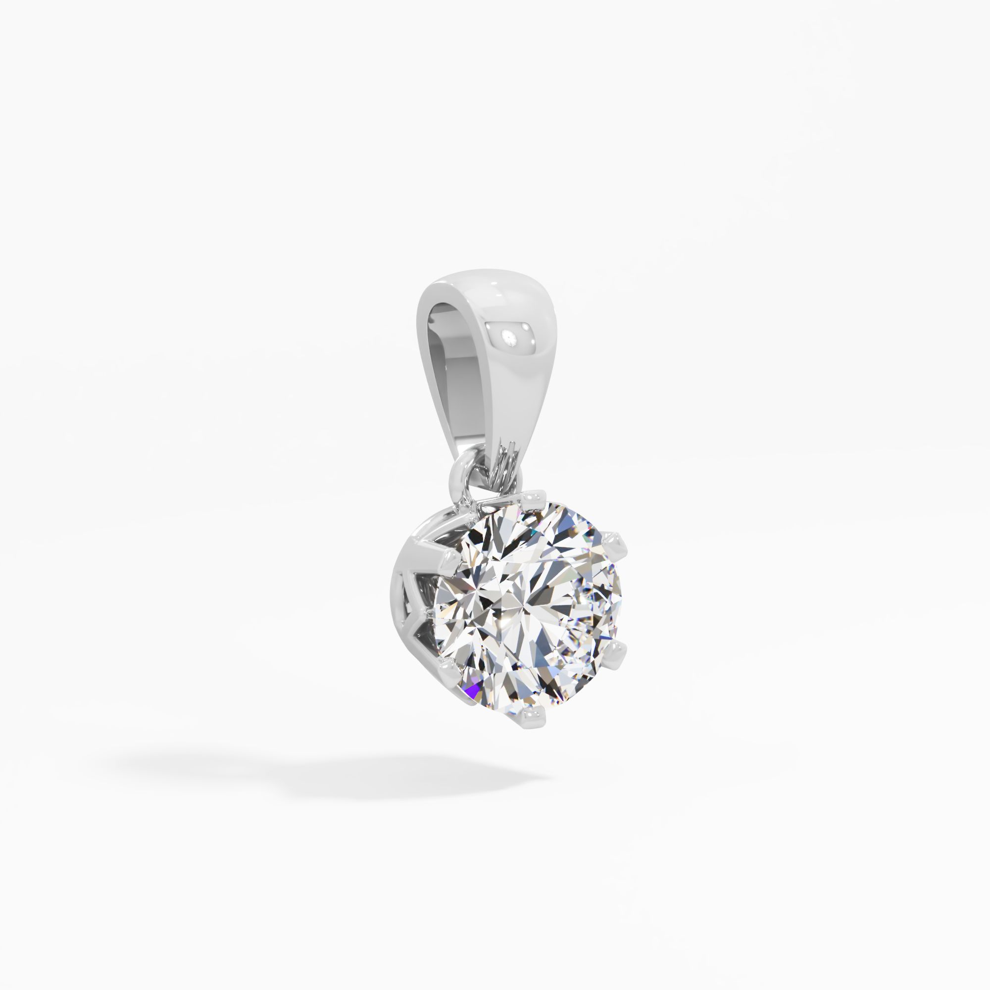 Timeless Classic Round Solitaire Pendant in 14KT White Gold (Diamond Quality: EF-VVS VS)