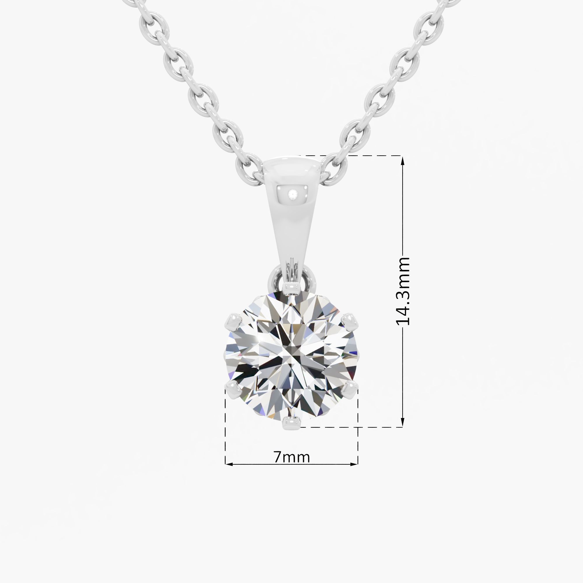Timeless Classic Round Solitaire Pendant in 14KT White Gold (Diamond Quality: EF-VVS VS)