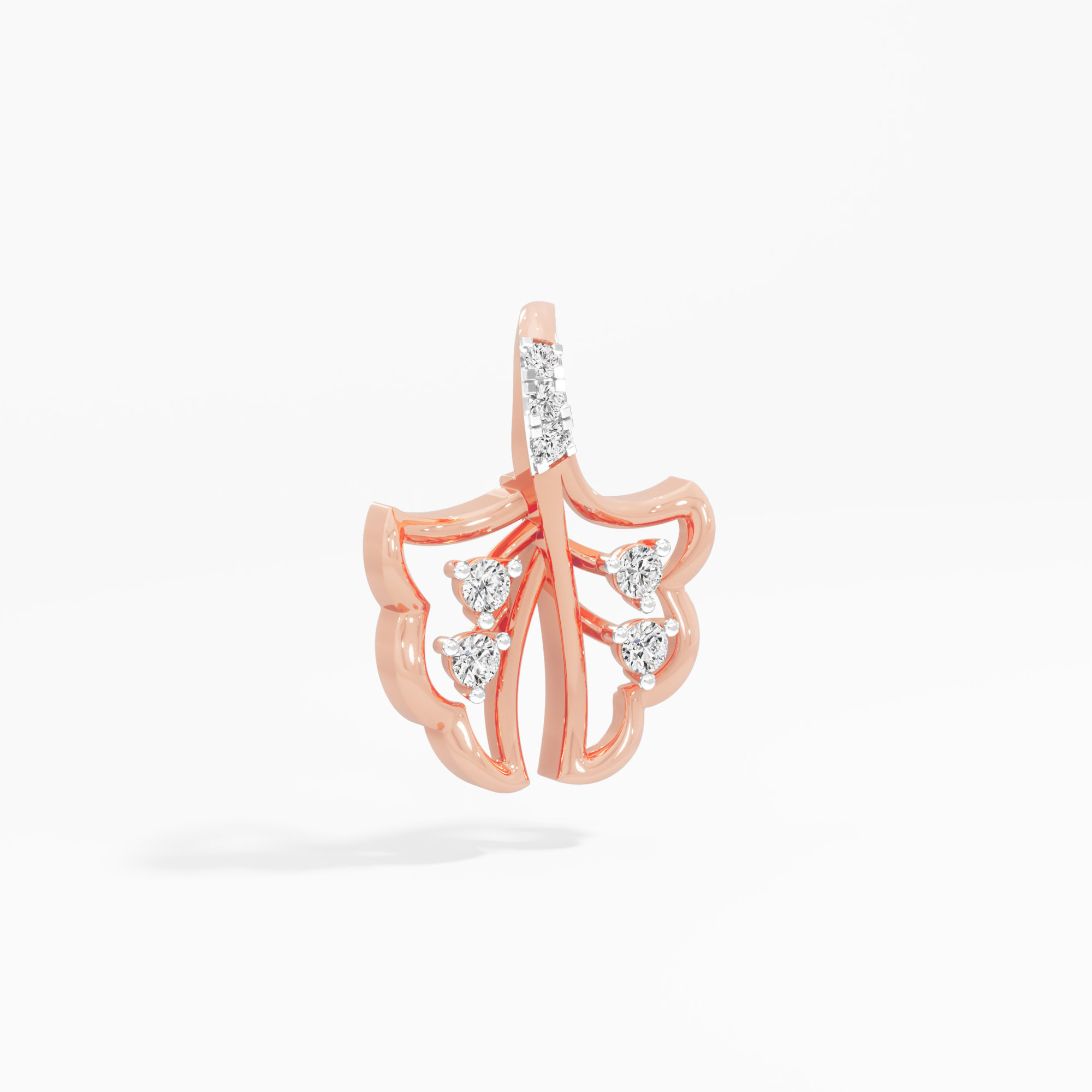 Flutter Leaf Diamond Pendant | Individual Pendant in 9KT Rose Gold (Diamond Quality: FG-VVS VS)