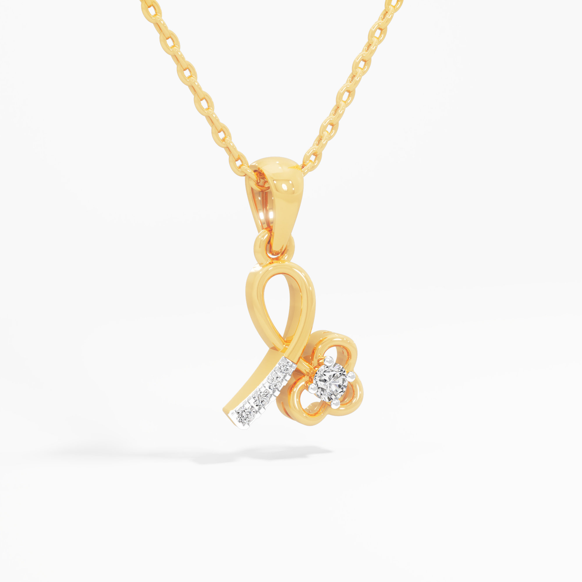 Petal Key Charms Pendants | Chain Available Separately in 9KT Yellow Gold (Diamond Quality: FG-VVS VS)