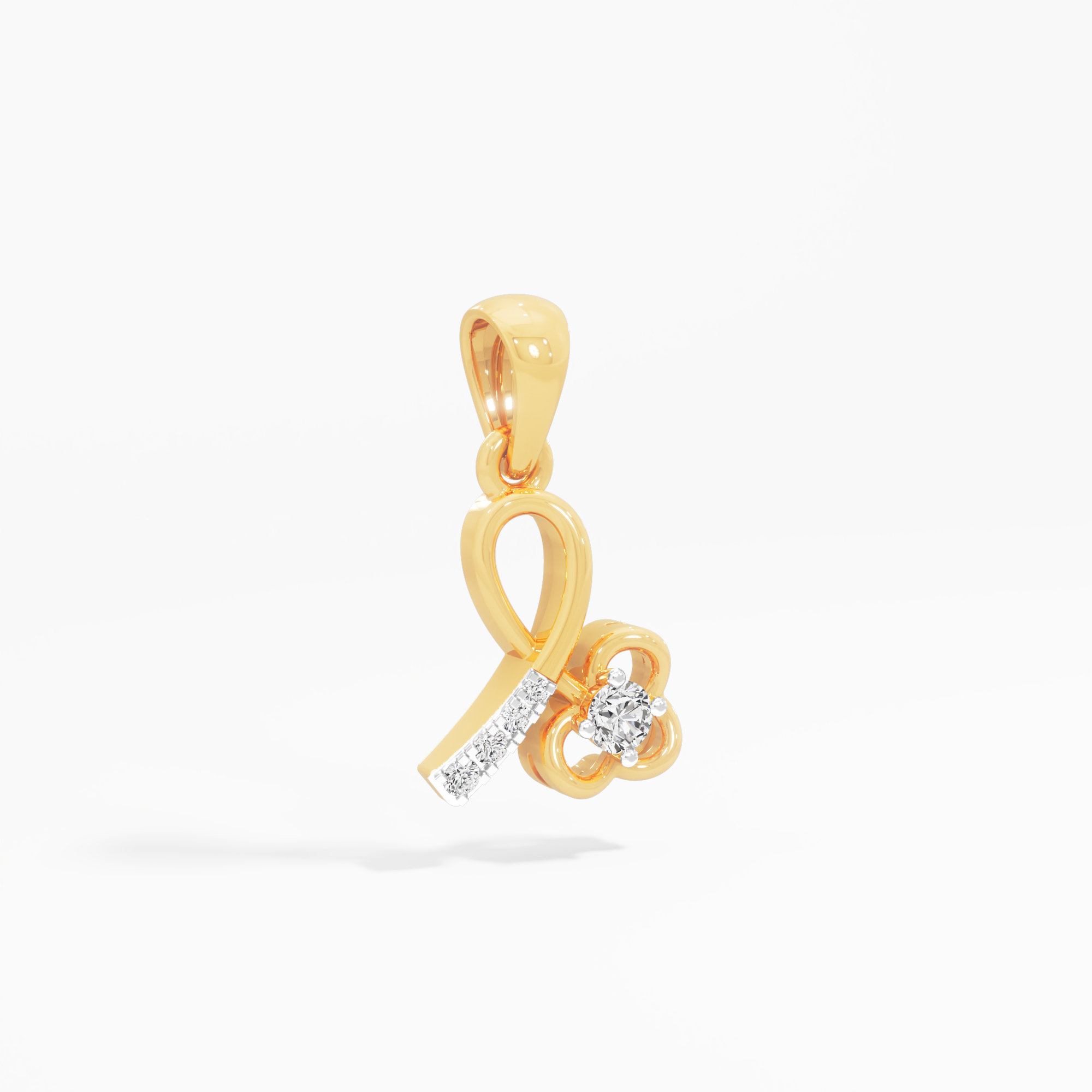 Petal Key Charms Pendants | Chain Available Separately in 9KT Yellow Gold (Diamond Quality: FG-VVS VS)
