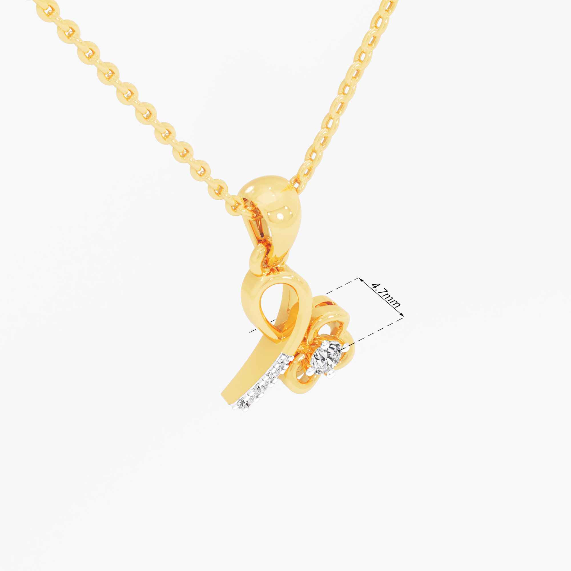 Petal Key Charms Pendants | Chain Available Separately in 9KT Yellow Gold (Diamond Quality: FG-VVS VS)