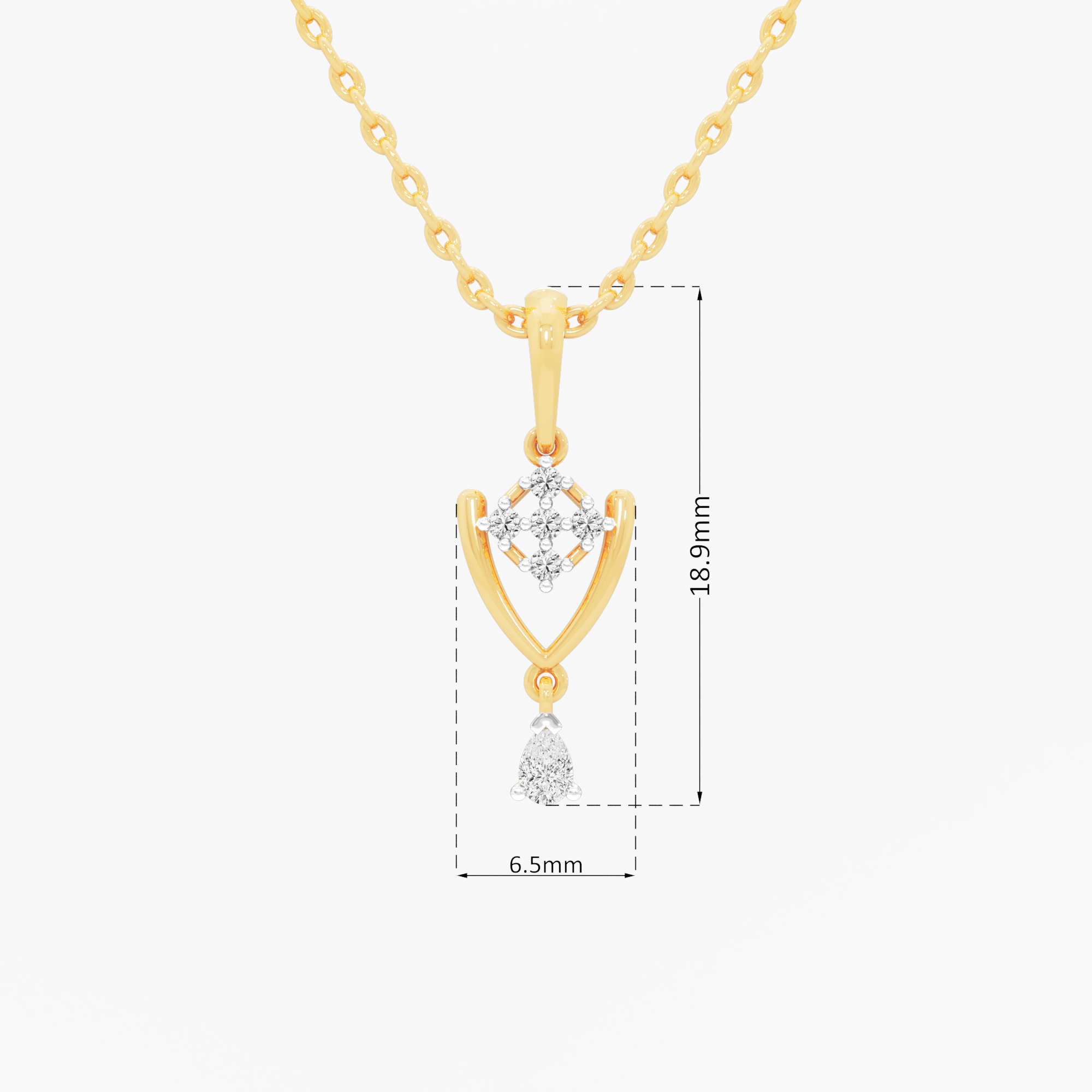 Delicate Wish Diamond Pendant | Chain Available Separately in 9KT Yellow Gold (Diamond Quality: FG-VVS VS)