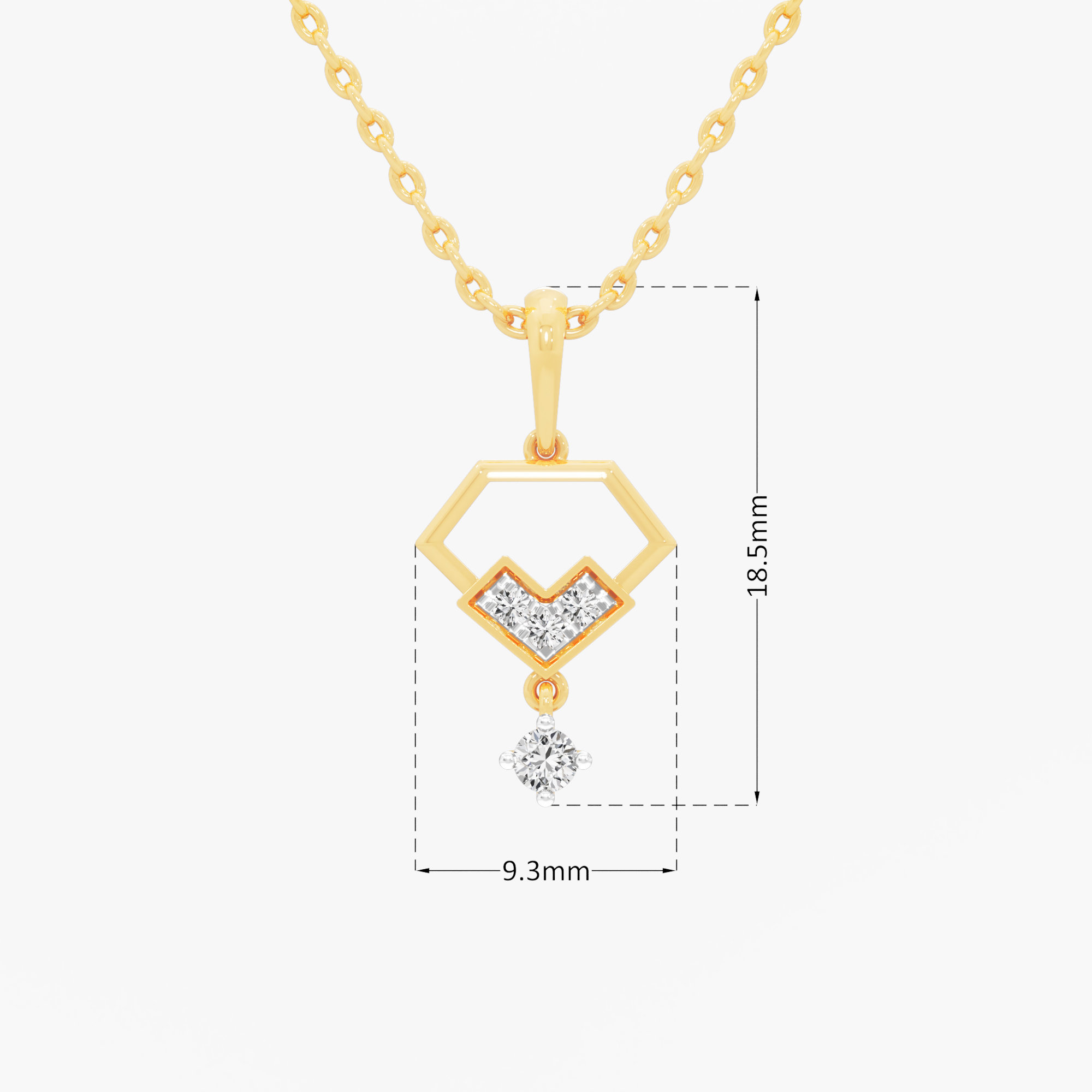 Luminous Contour Diamond Pendant | Pendant Only (Chain Sold Separately) in 9KT Yellow Gold (Diamond Quality: FG-VVS VS)