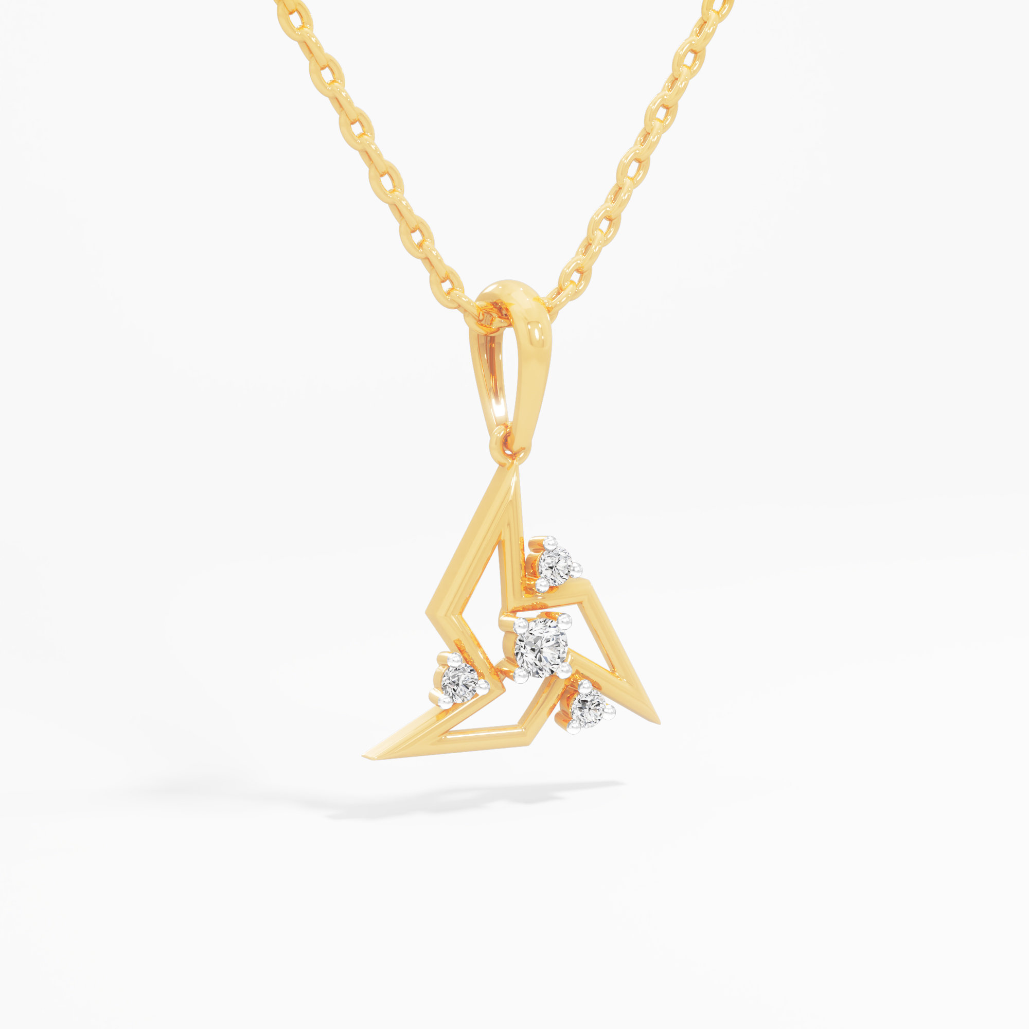 Ridge Gleam Diamond Pendant | Individual Pendant in 9KT Yellow Gold (Diamond Quality: FG-VVS VS)